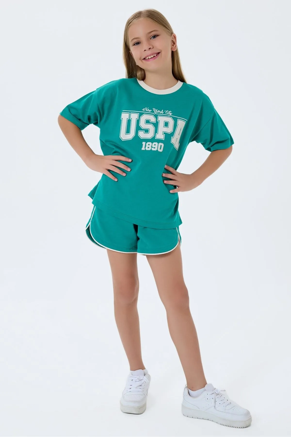 4-15 Yaş Lisanslı Us Polo Assn Kız Çocuk Takım-Yeşil