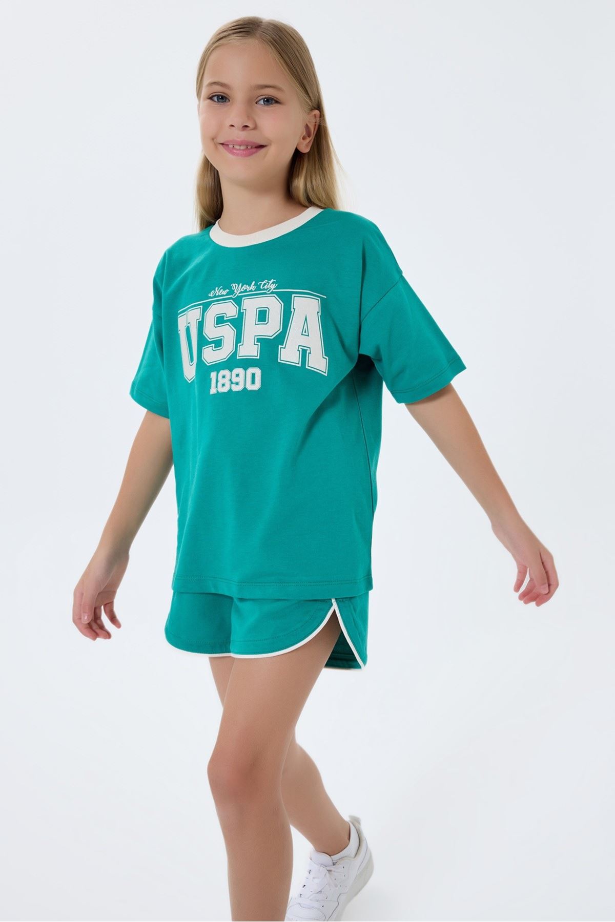 4-15 Yaş Lisanslı Us Polo Assn Kız Çocuk Takım-Yeşil