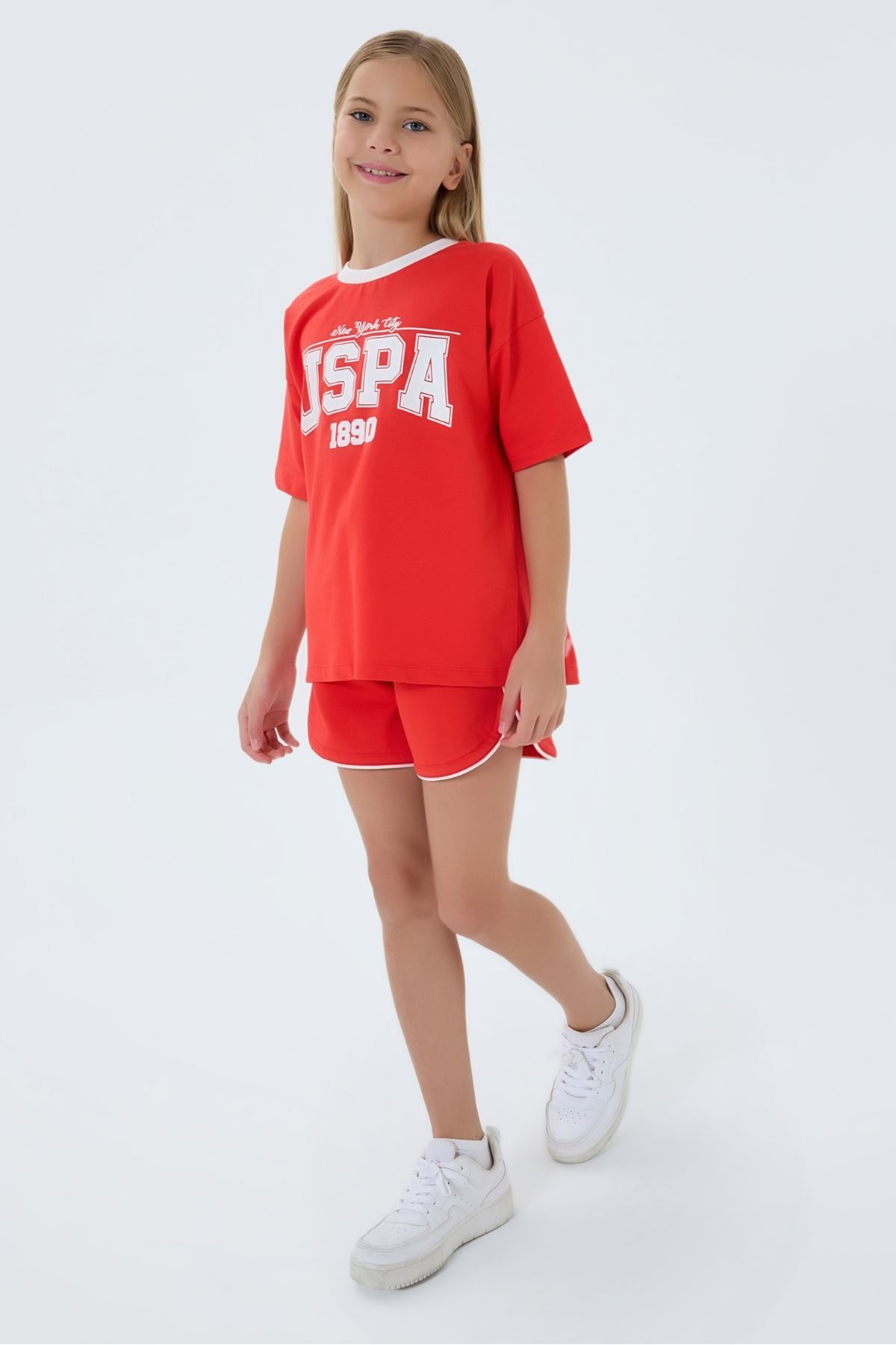 4-15 Yaş Lisanslı Us Polo Assn Kız Çocuk Takım-Kırmızı