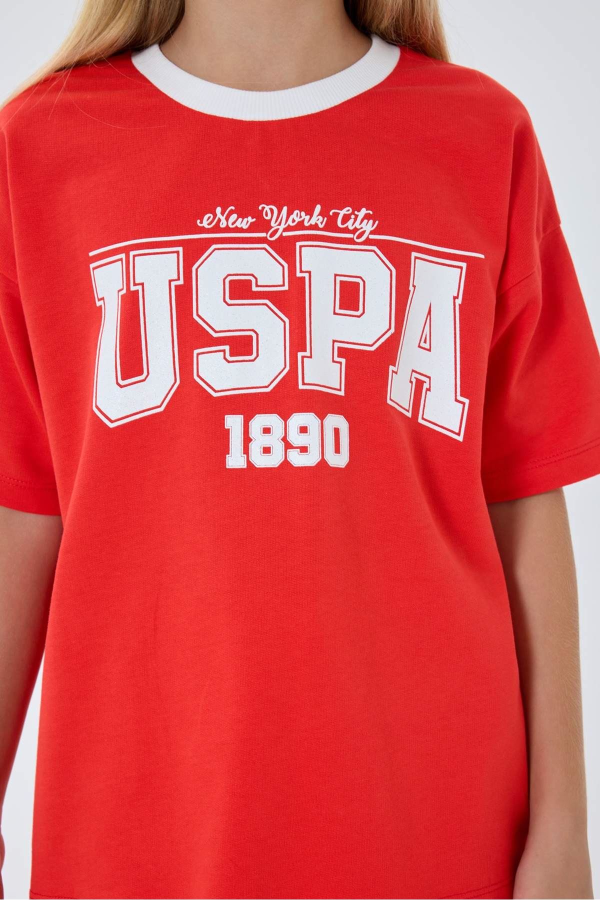 4-15 Yaş Lisanslı Us Polo Assn Kız Çocuk Takım-Kırmızı