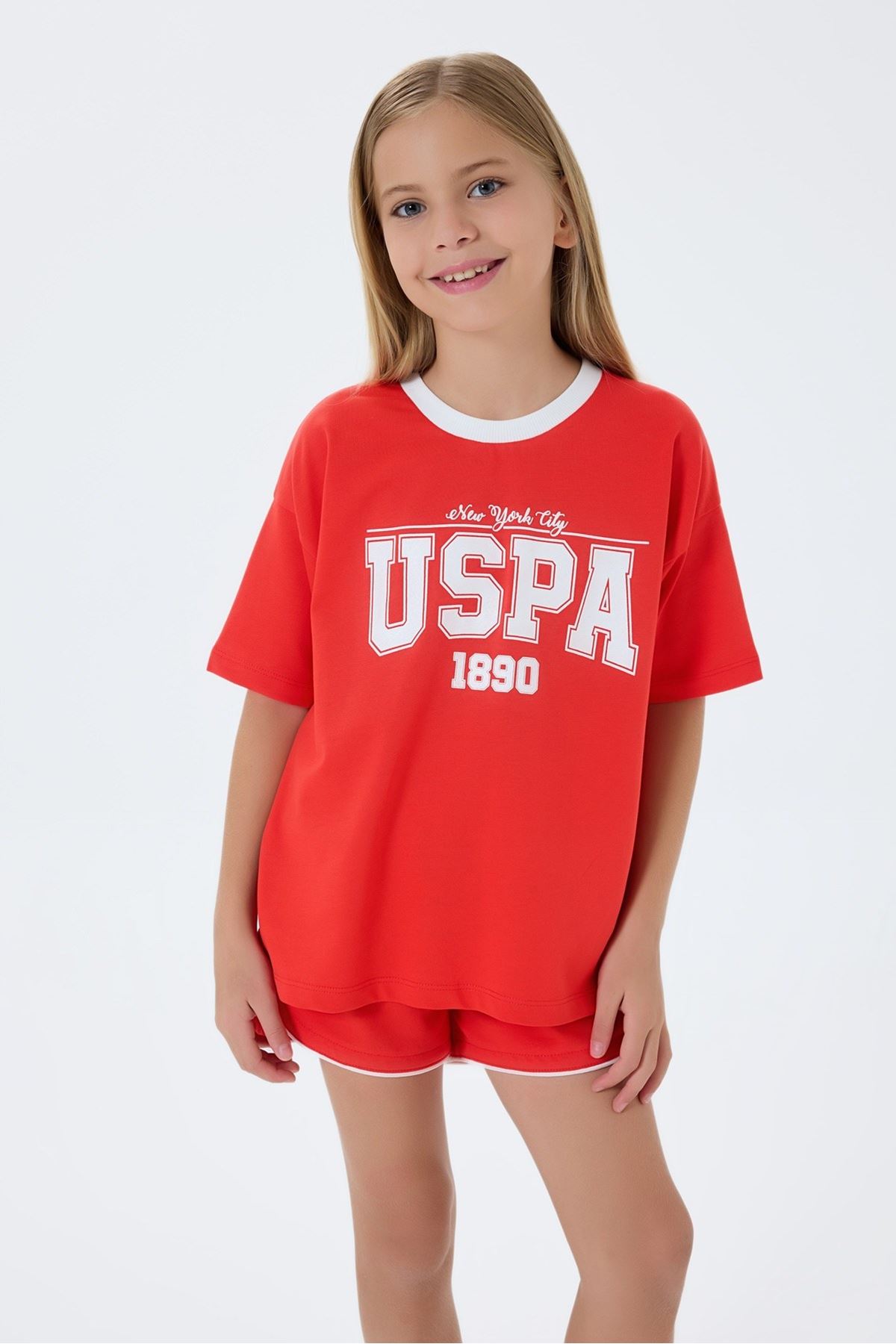 4-15 Yaş Lisanslı Us Polo Assn Kız Çocuk Takım-Kırmızı