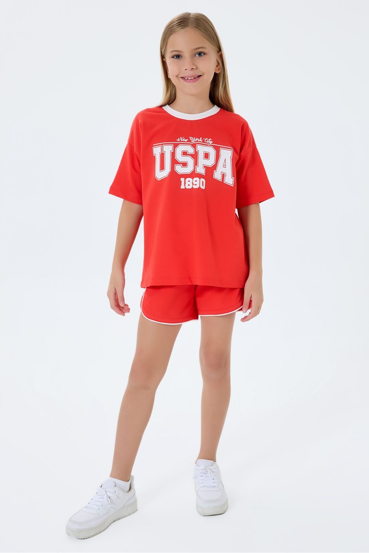 4-15 Yaş Lisanslı Us Polo Assn Kız Çocuk Takım-Kırmızı