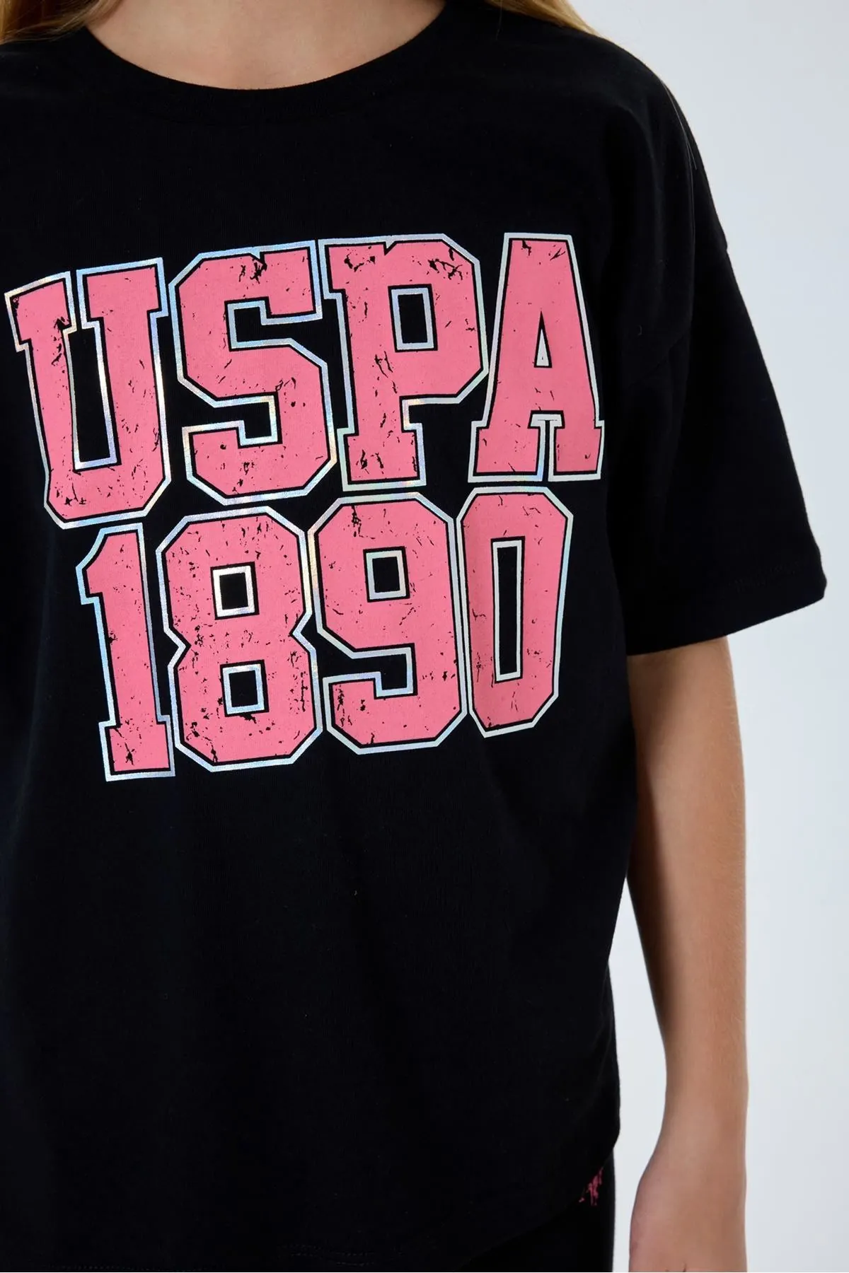 4-15 Yaş Lisanslı Us Polo Assn Kız Çocuk Takım-Siyah