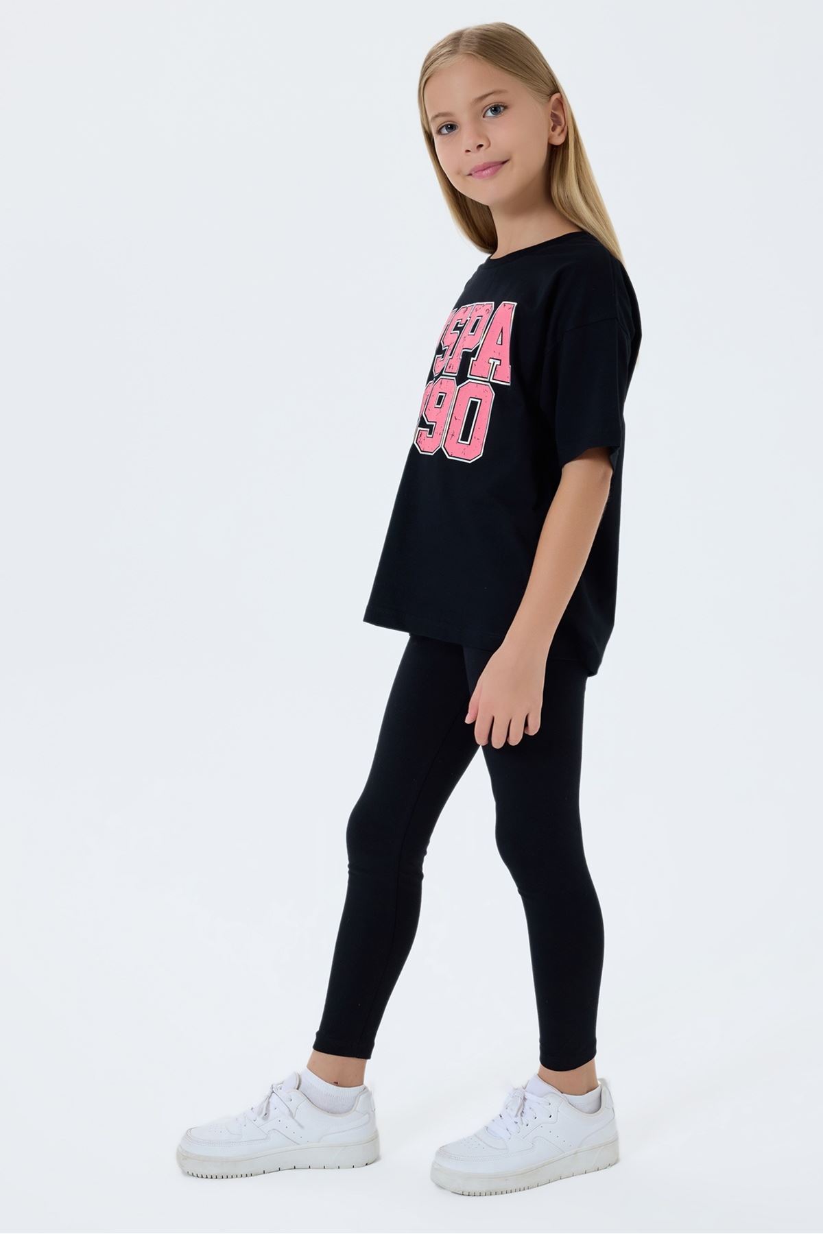 4-15 Yaş Lisanslı Us Polo Assn Kız Çocuk Takım-Siyah