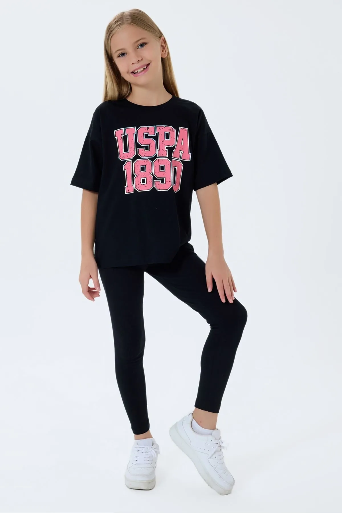 4-15 Yaş Lisanslı Us Polo Assn Kız Çocuk Takım-Siyah