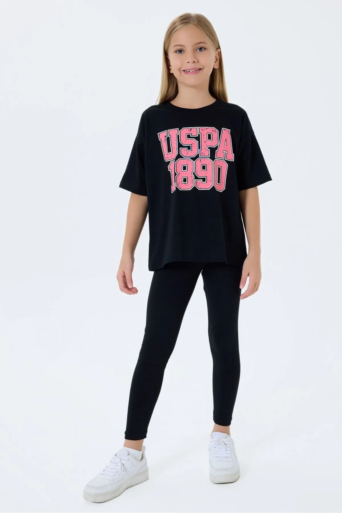4-15 Yaş Lisanslı Us Polo Assn Kız Çocuk Takım-Siyah