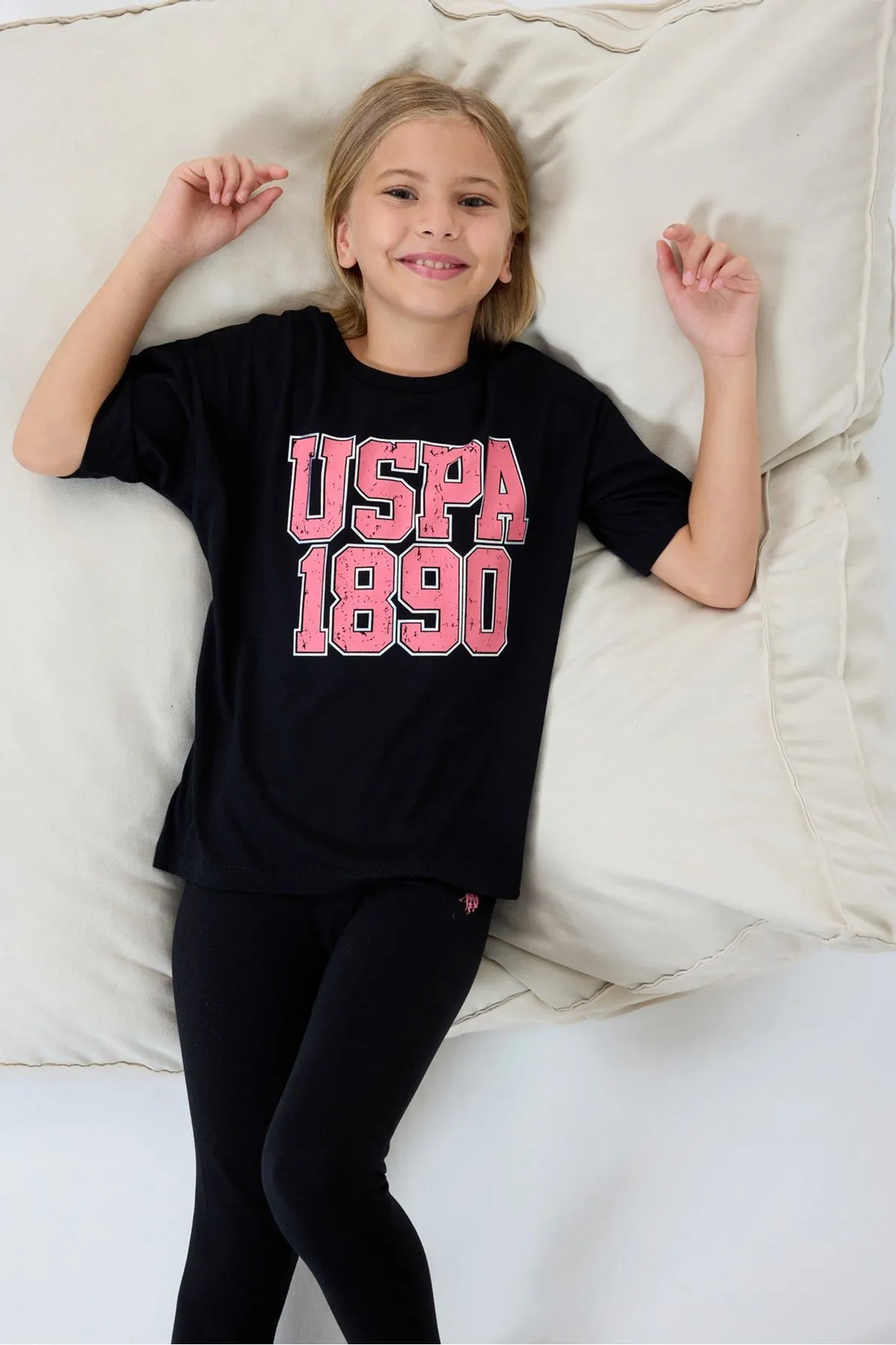 4-15 Yaş Lisanslı Us Polo Assn Kız Çocuk Takım-Siyah