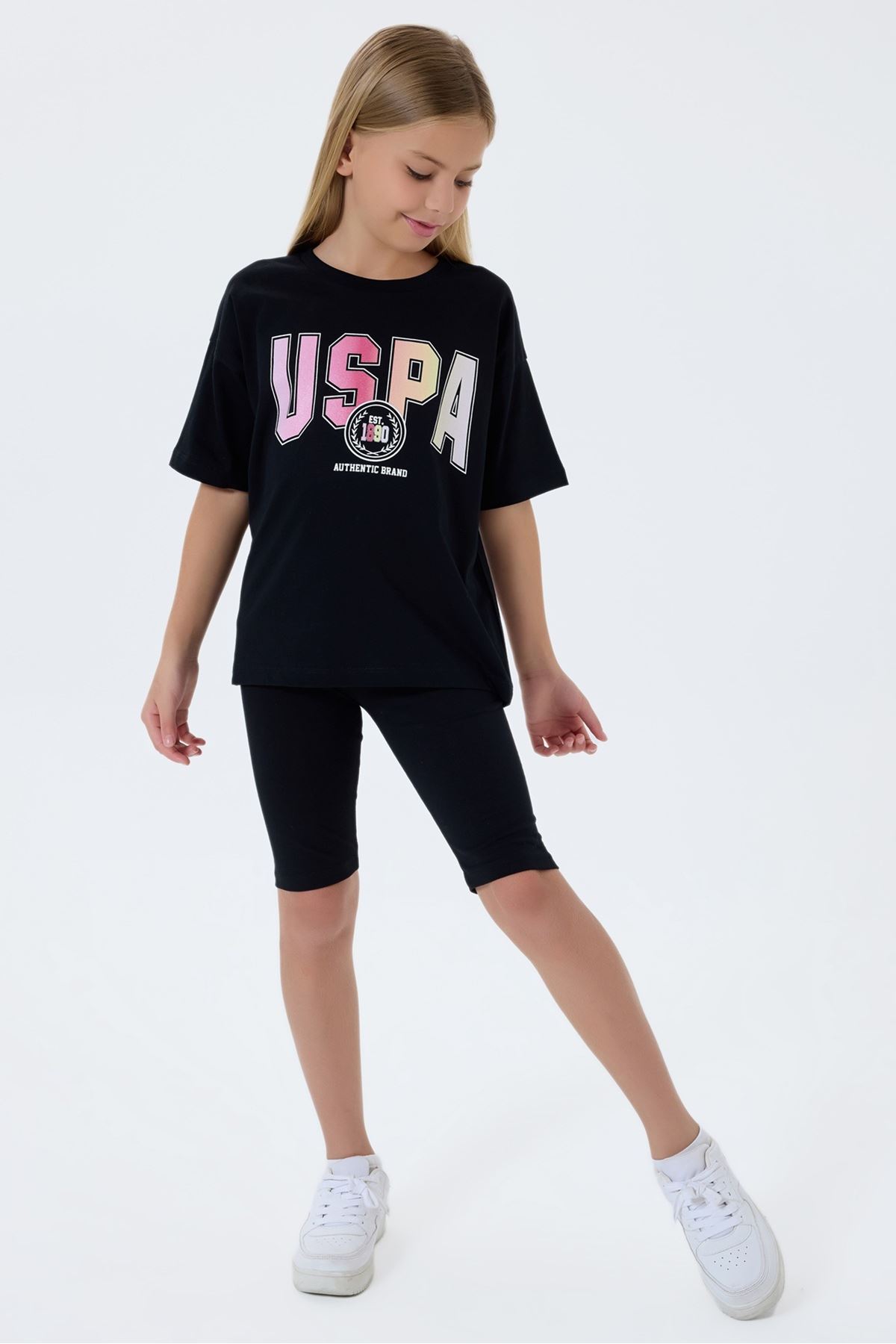 4-15 Yaş Lisanslı Us Polo Assn Kız Çocuk Takım-Siyah