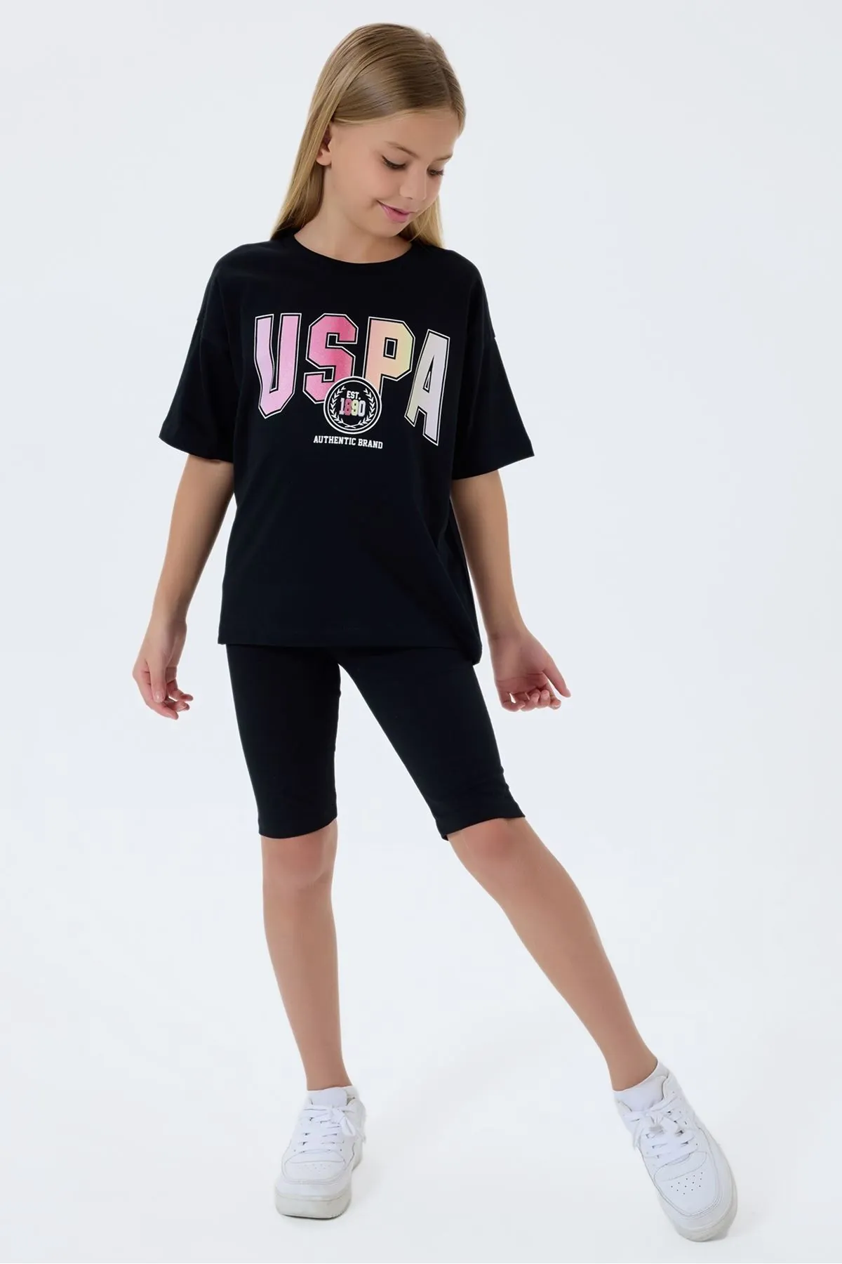 4-15 Yaş Lisanslı Us Polo Assn Kız Çocuk Takım-Siyah