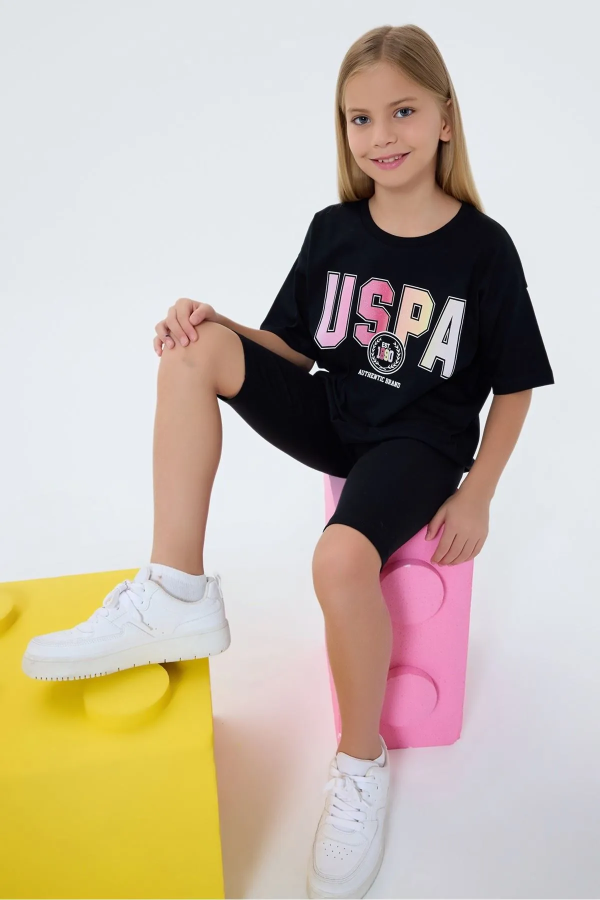 4-15 Yaş Lisanslı Us Polo Assn Kız Çocuk Takım-Siyah