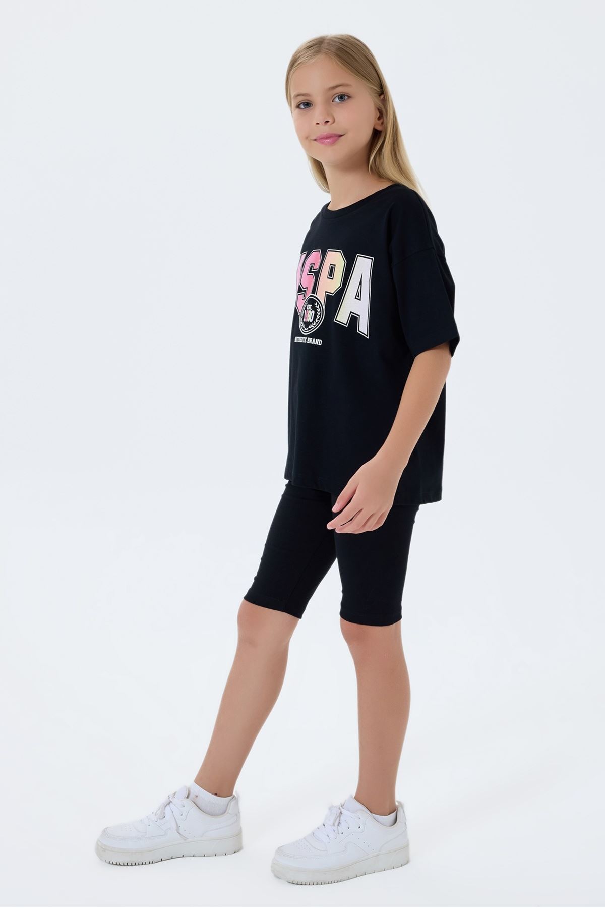 4-15 Yaş Lisanslı Us Polo Assn Kız Çocuk Takım-Siyah