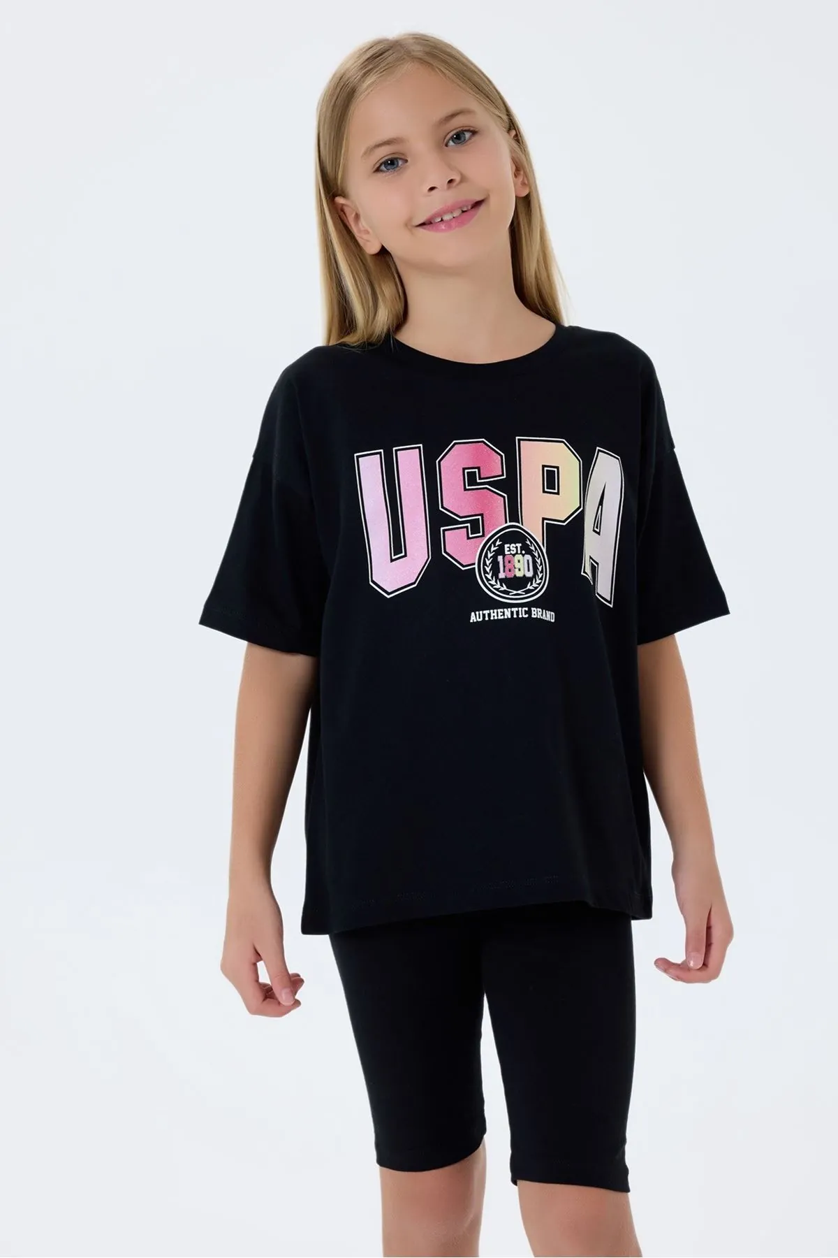 4-15 Yaş Lisanslı Us Polo Assn Kız Çocuk Takım-Siyah