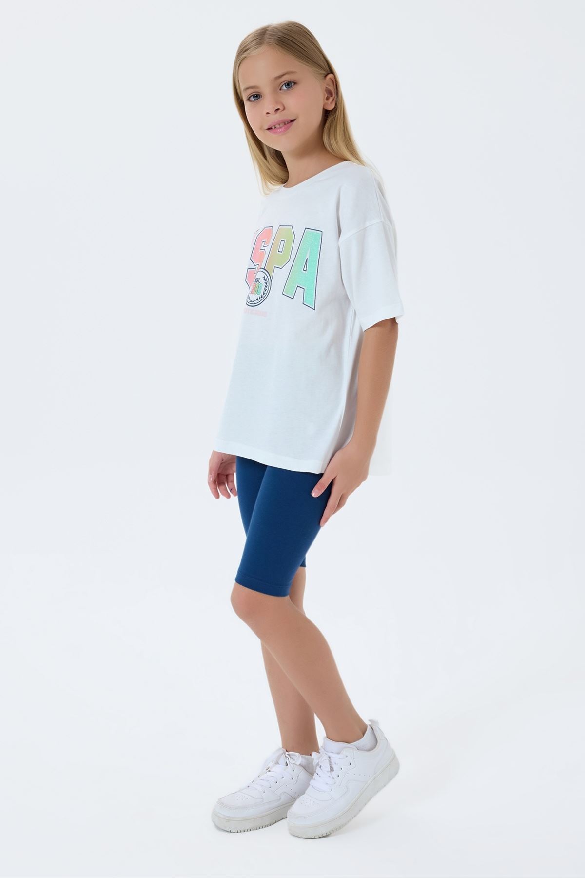 4-15 Yaş Lisanslı Us Polo Assn Kız Çocuk Takım-Ekru