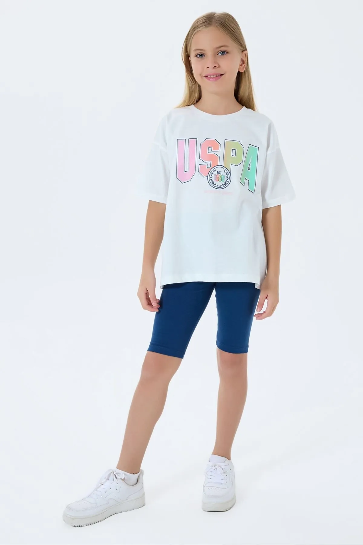 4-15 Yaş Lisanslı Us Polo Assn Kız Çocuk Takım-Ekru