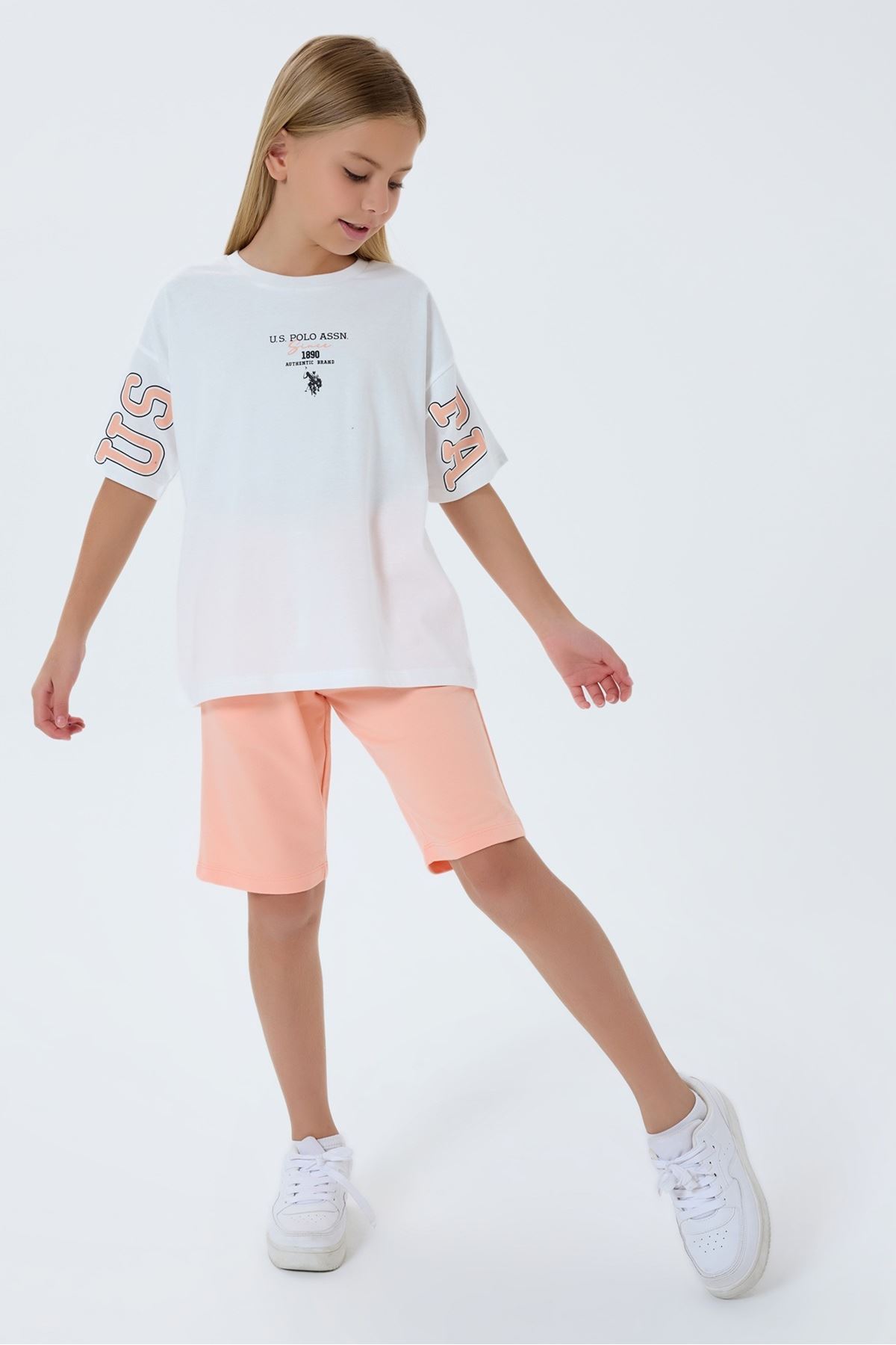 4-15 Yaş Lisanslı Us Polo Assn Kız Çocuk Takım-Ekru