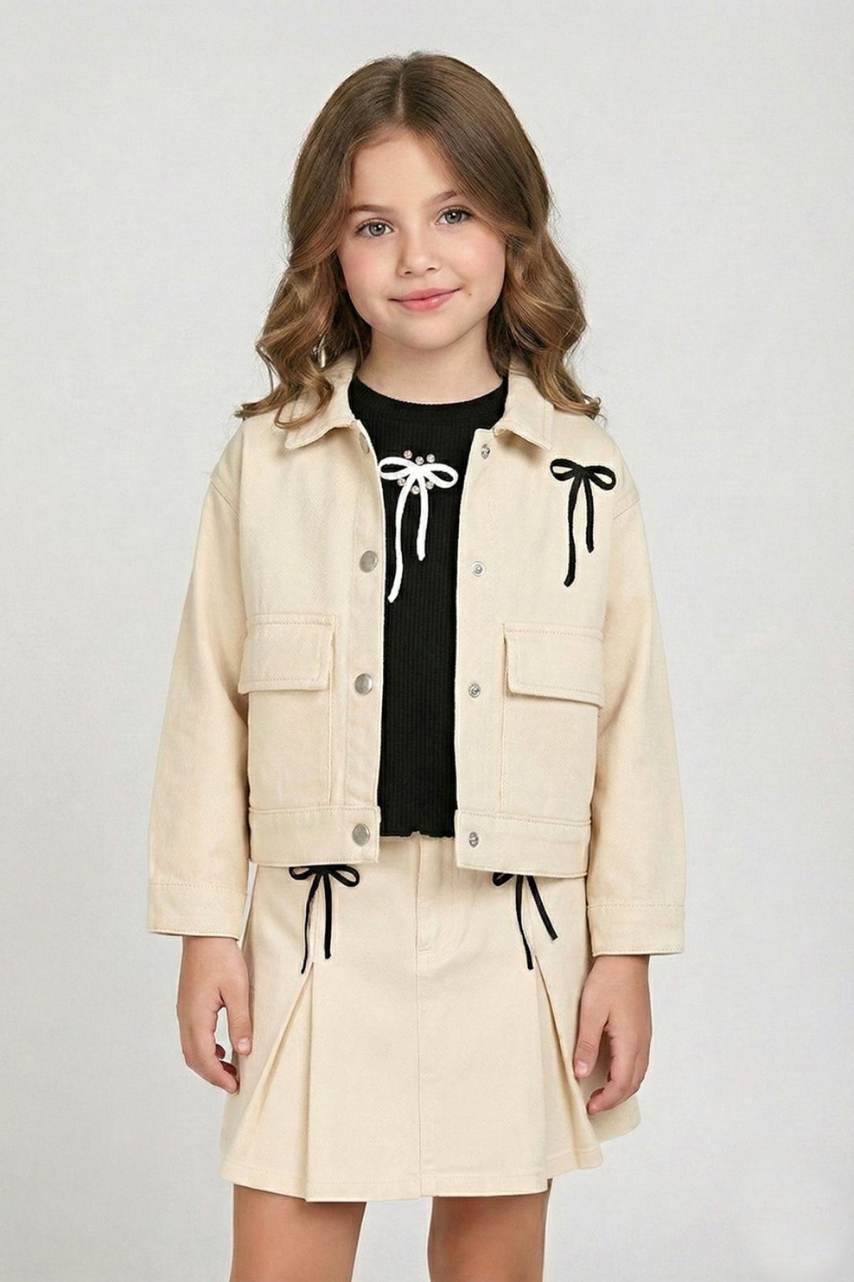 4-9 Yaş Mia Girls Kız Çocuk Şort Etek-Bej