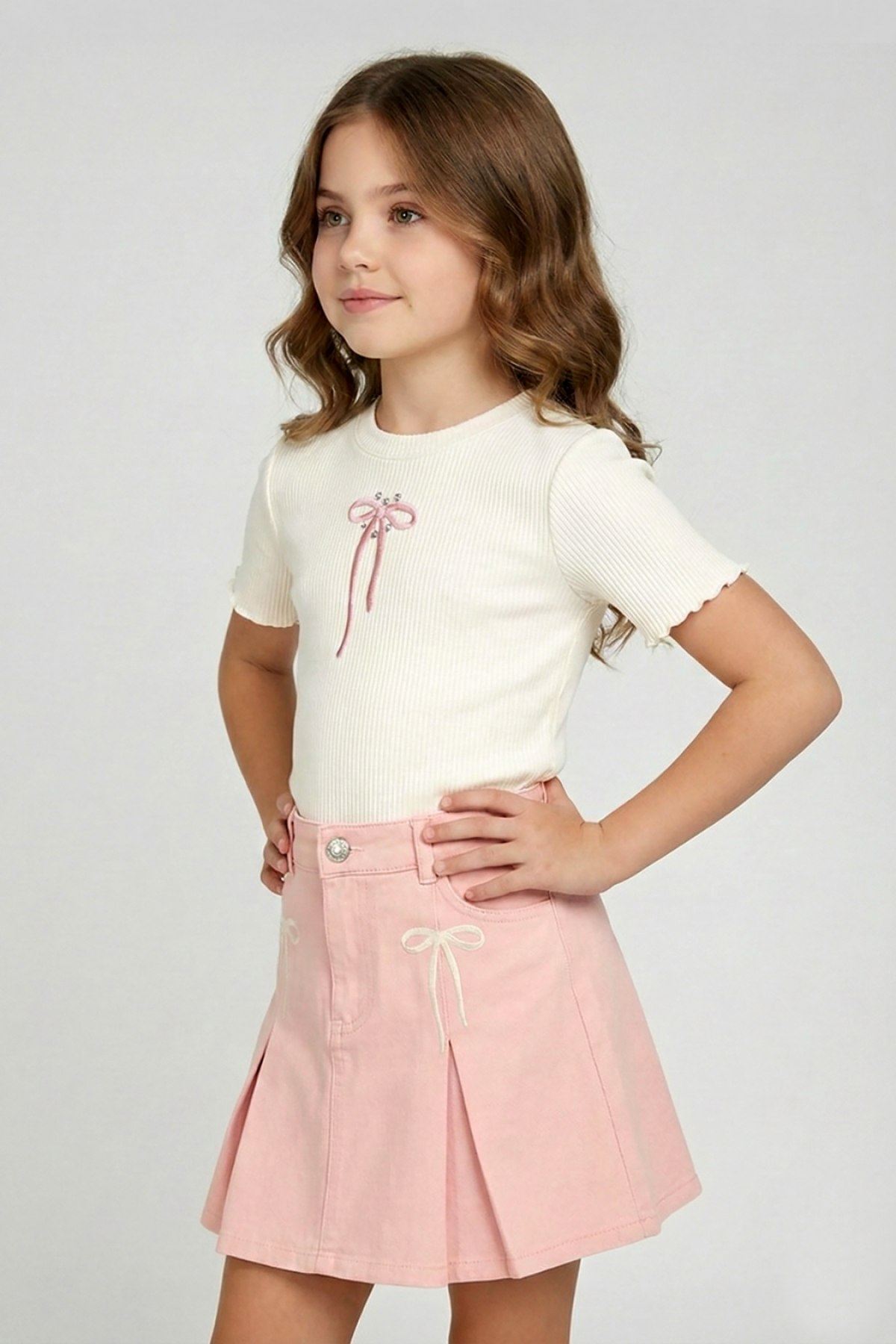 4-9 Yaş Mia Girls Kız Çocuk Şort Etek-Pembe