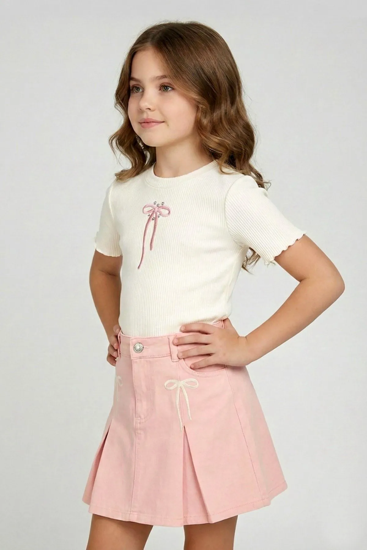 4-9 Yaş Mia Girls Kız Çocuk Şort Etek-Pembe