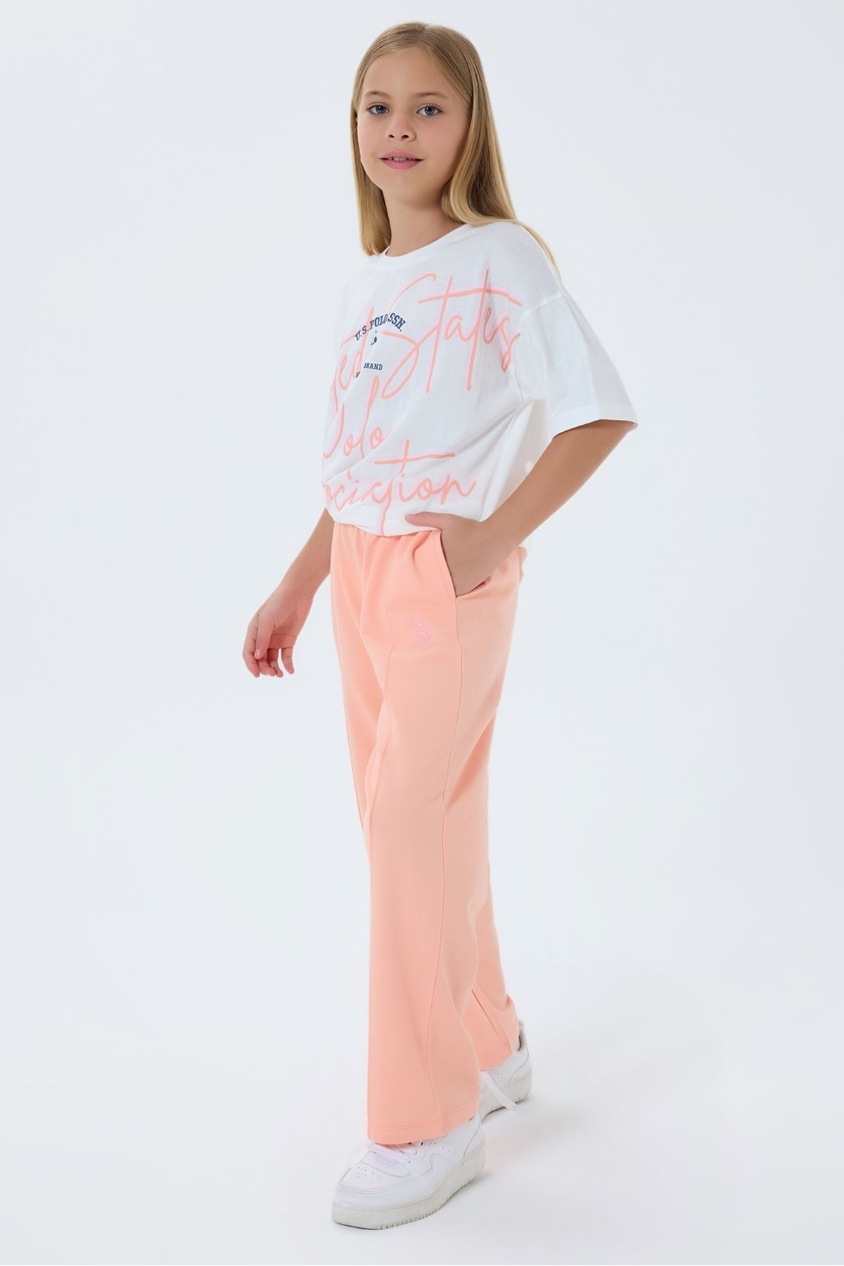 4-15 Yaş Lisanslı Us Polo Assn Kız Çocuk Takım-Somon