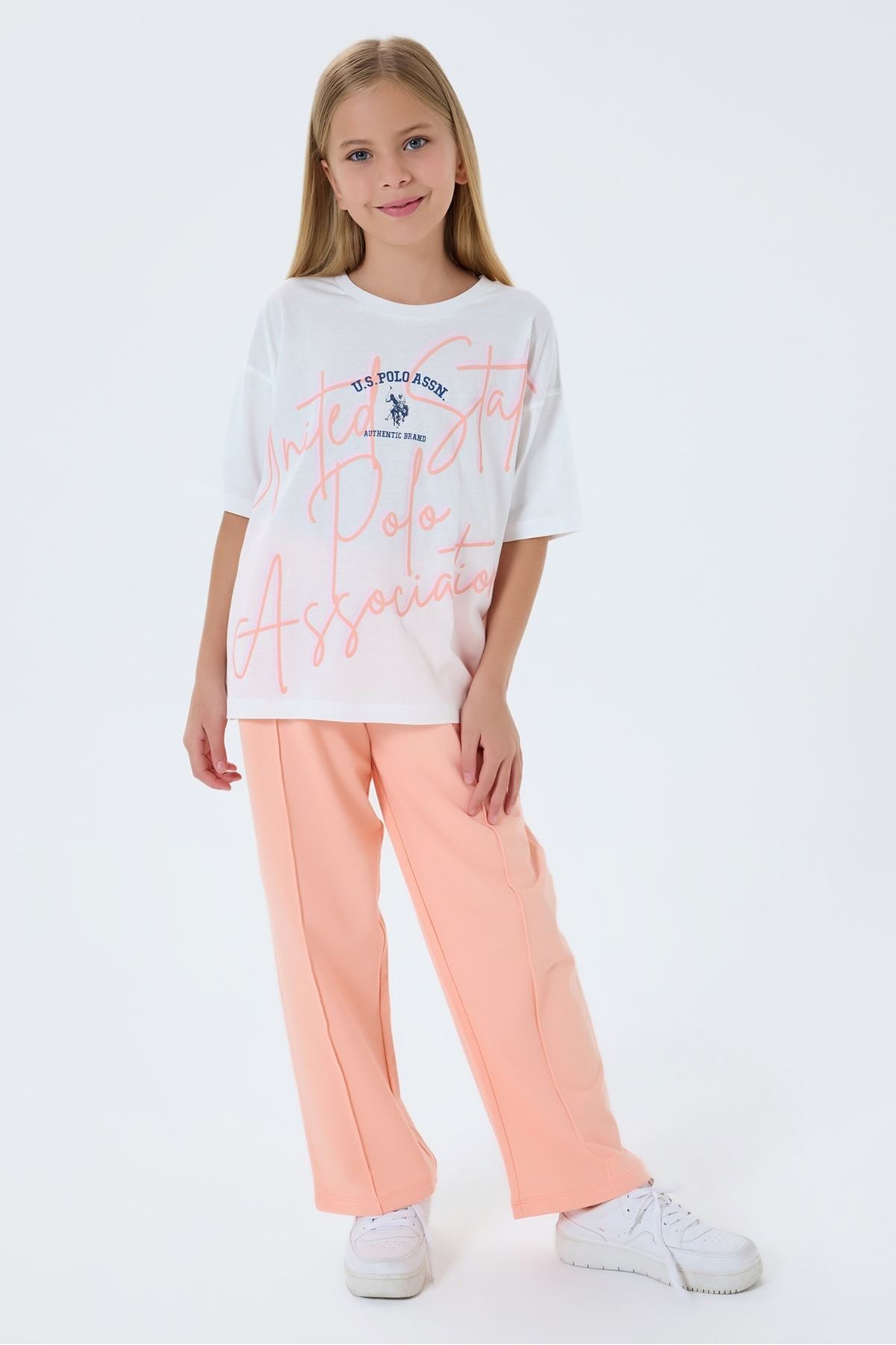 4-15 Yaş Lisanslı Us Polo Assn Kız Çocuk Takım-Somon
