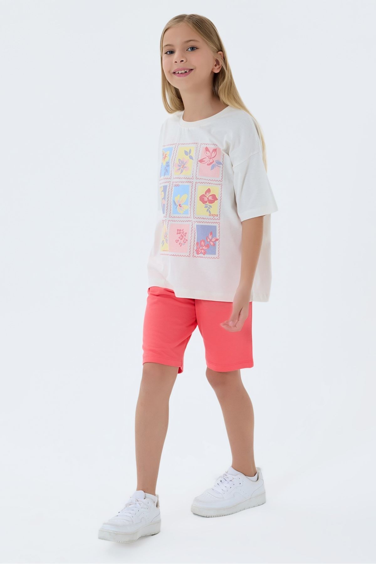 4-15 Yaş Lisanslı Us Polo Assn Kız Çocuk Takım-Mercan