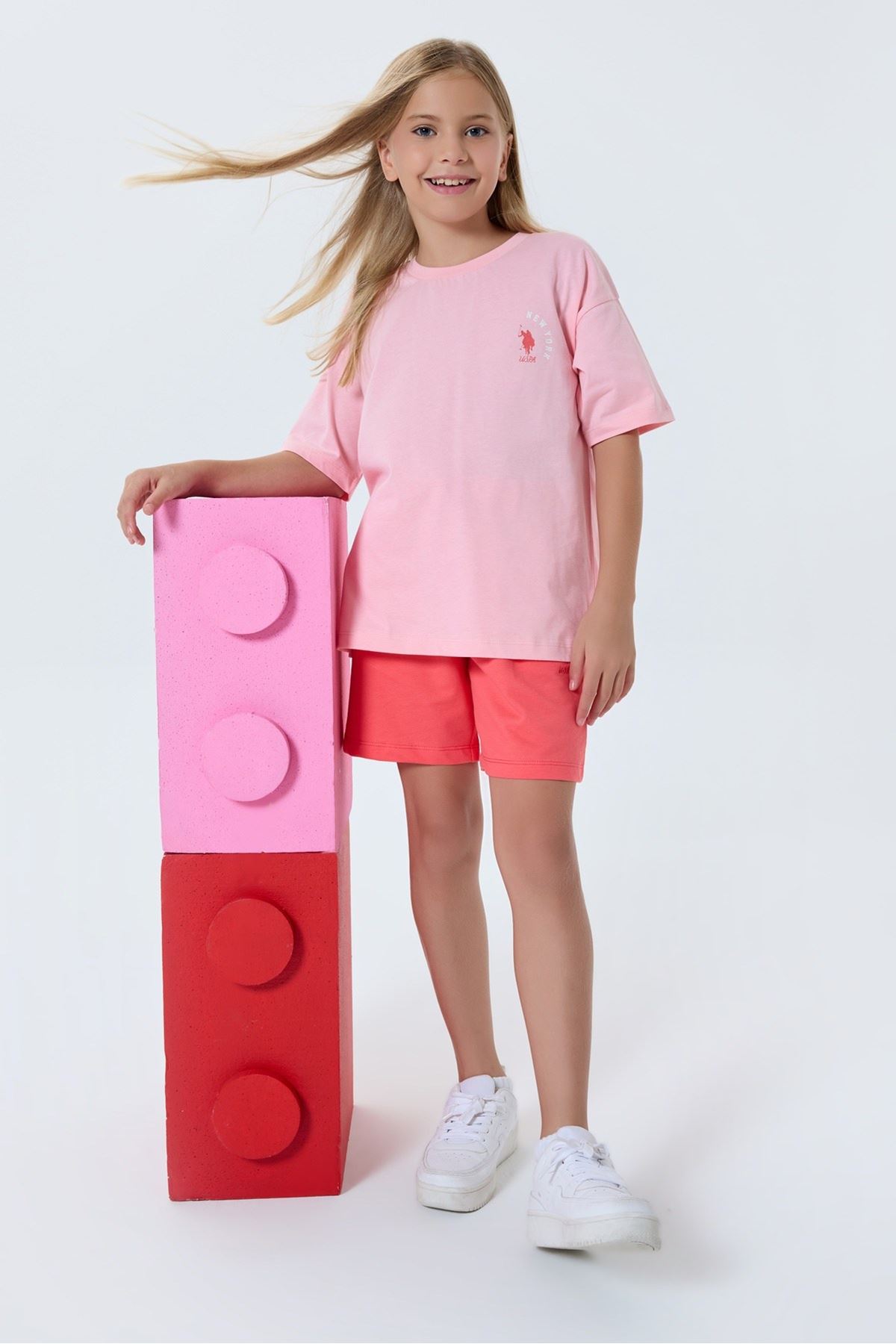 4-15 Yaş Lisanslı Us Polo Assn Kız Çocuk Takım-Pembe