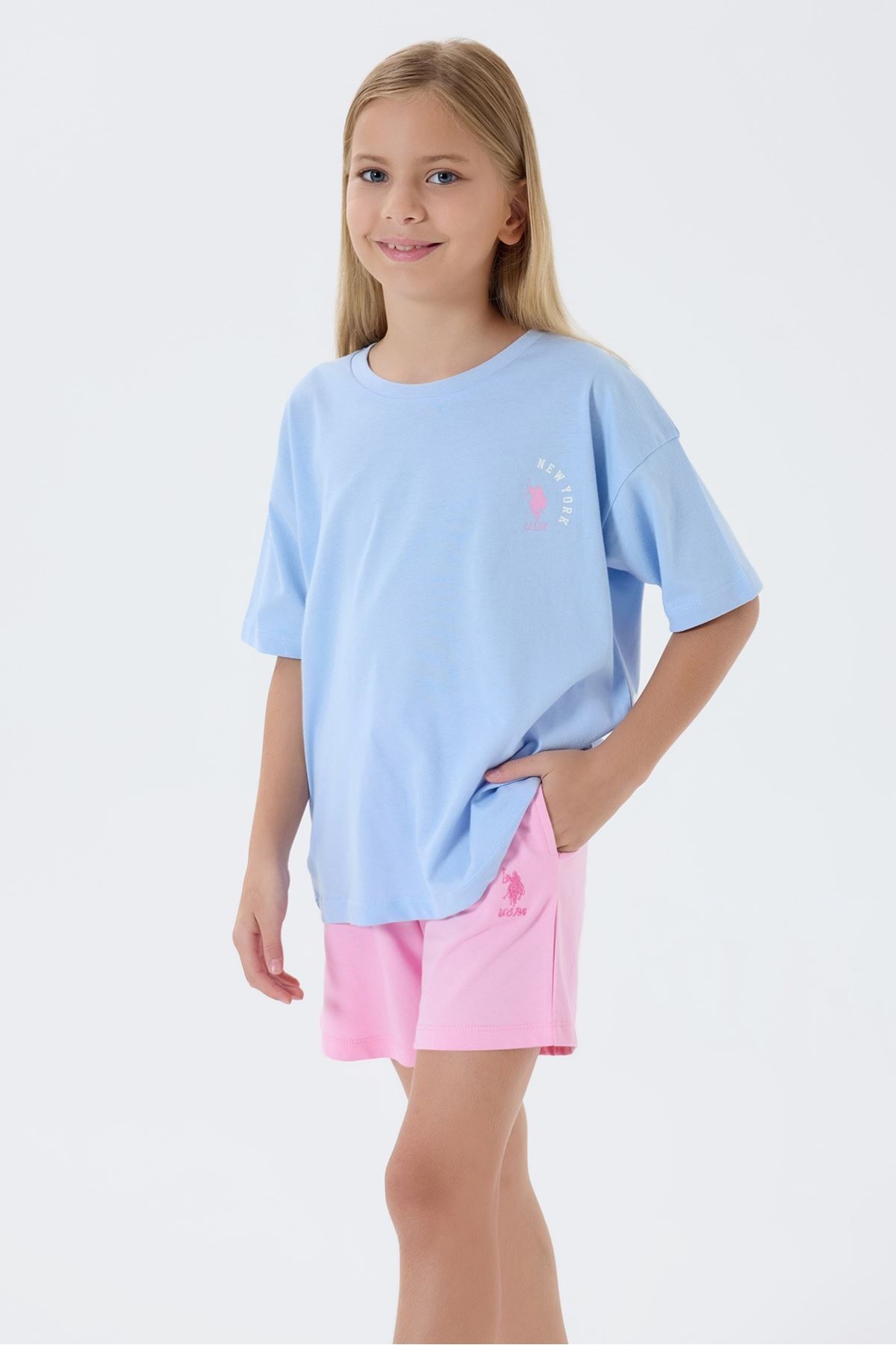 4-15 Yaş Lisanslı Us Polo Assn Kız Çocuk Takım-Mavi