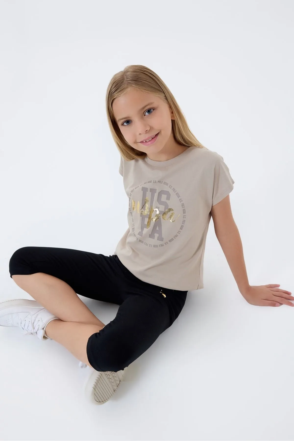 4-15 Yaş Lisanslı Us Polo Assn Kız Çocuk Takım-Latte