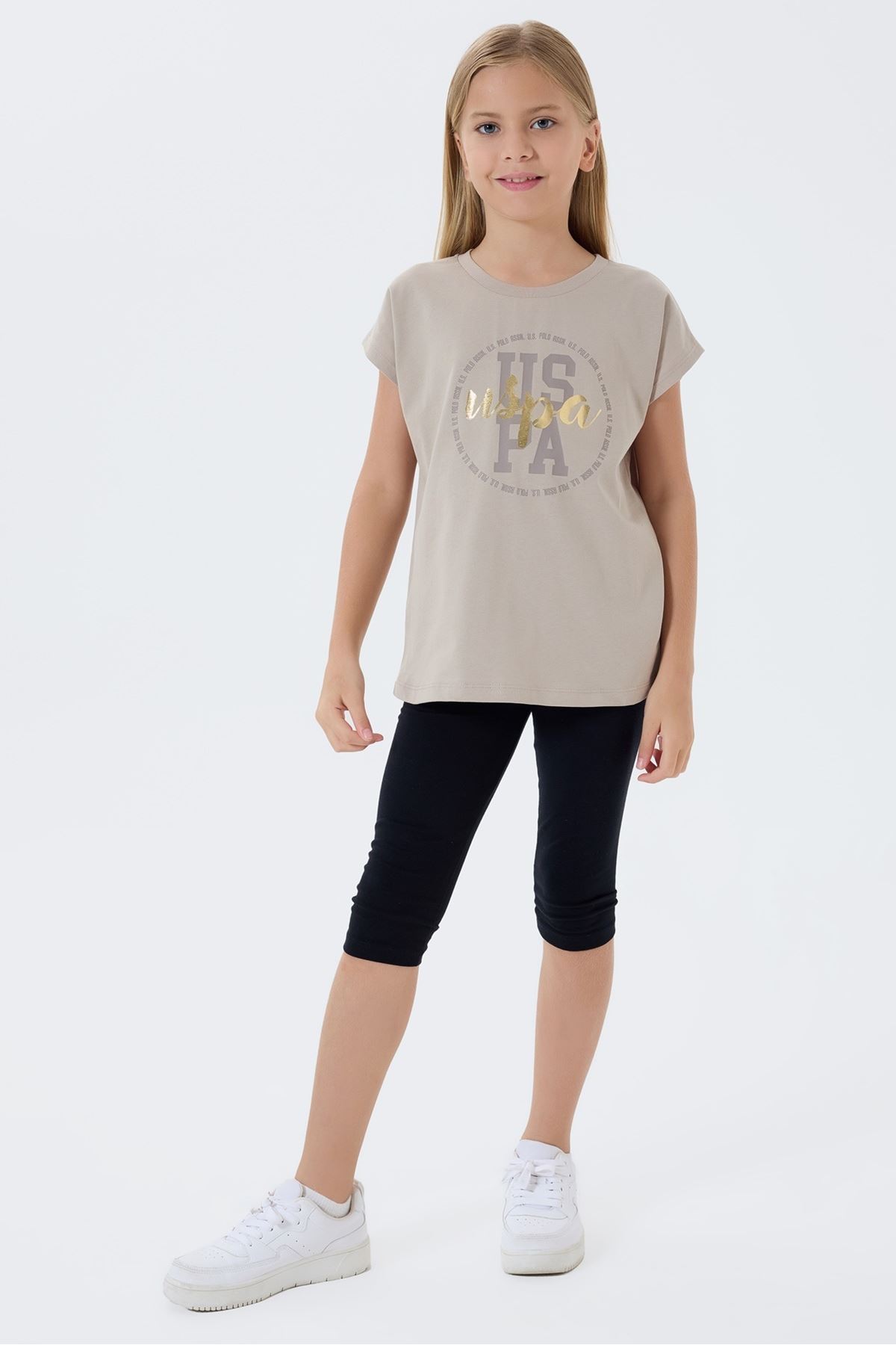 4-15 Yaş Lisanslı Us Polo Assn Kız Çocuk Takım-Latte