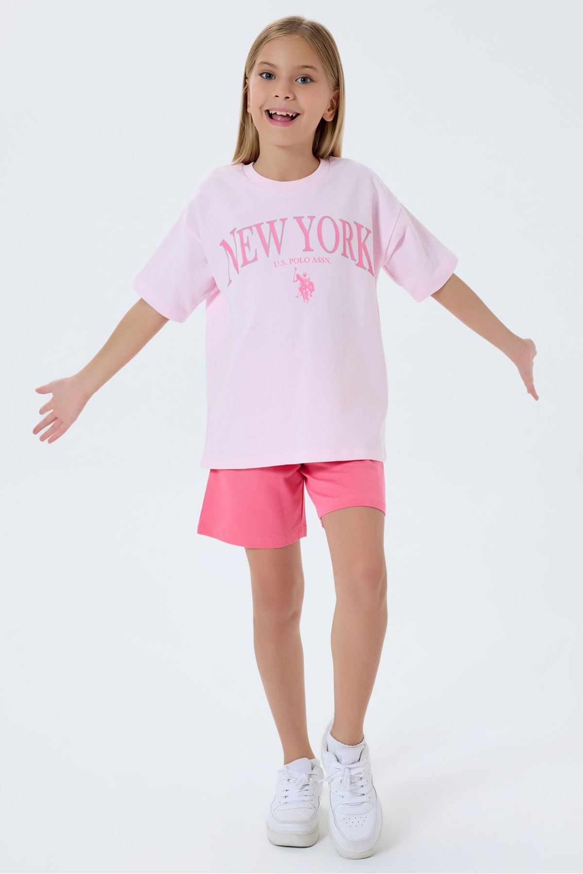 4-15 Yaş Lisanslı Us Polo Assn Kız Çocuk Takım-Pembe