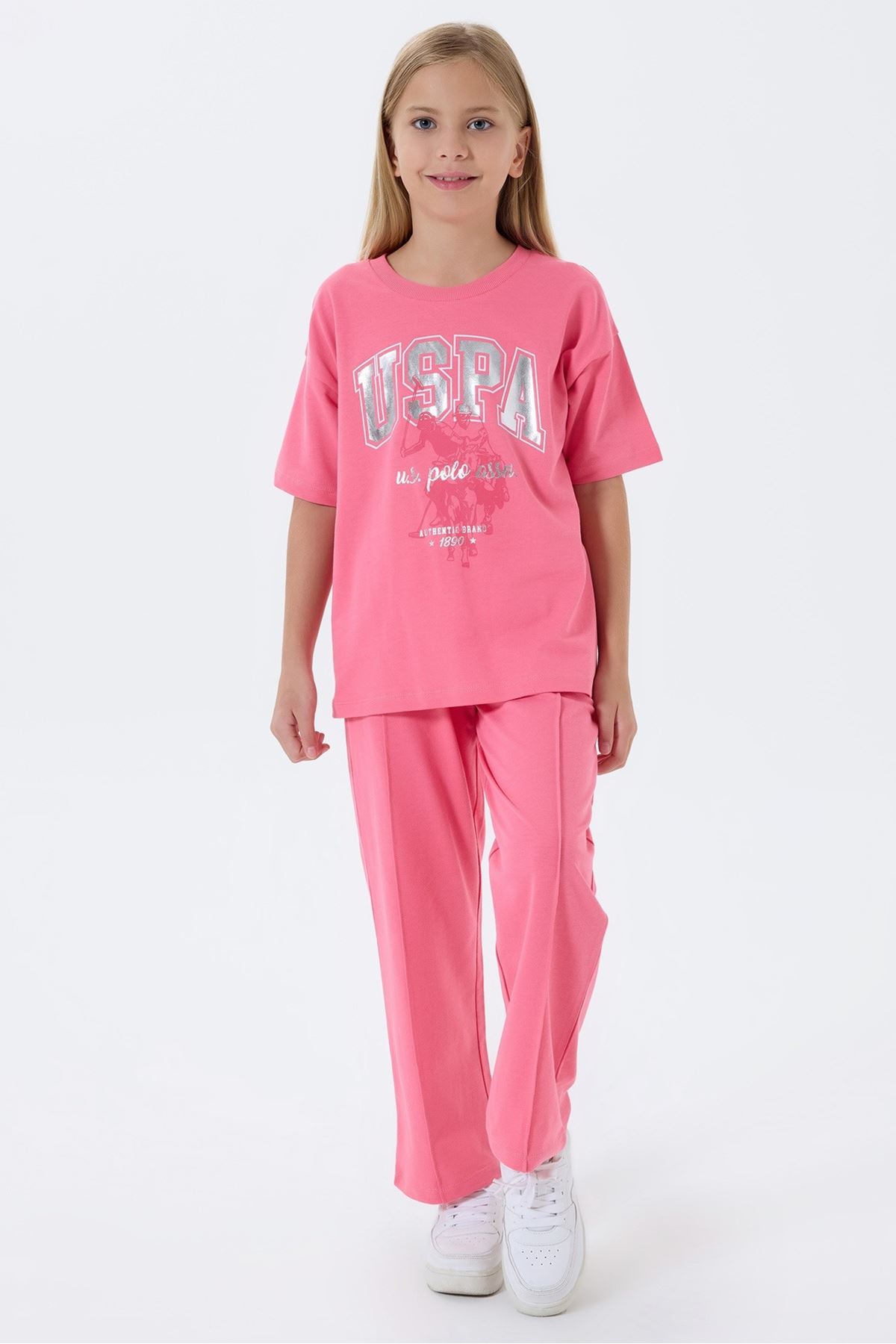 4-15 Yaş Lisanslı Us Polo Assn Kız Çocuk Takım-Pembe