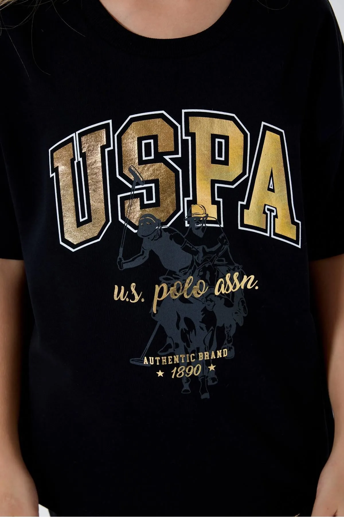 4-15 Yaş Lisanslı Us Polo Assn Kız Çocuk Takım-Siyah
