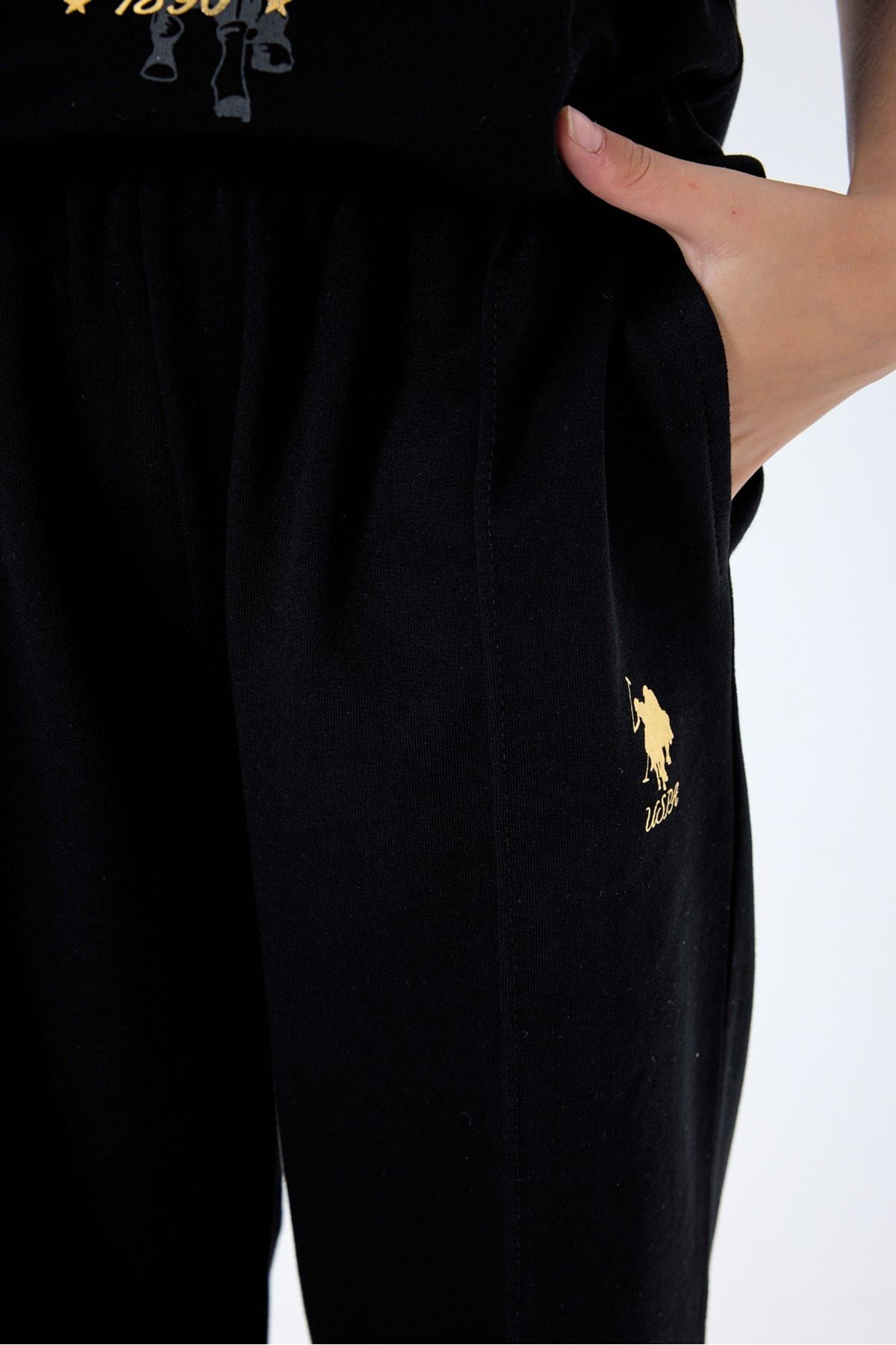 4-15 Yaş Lisanslı Us Polo Assn Kız Çocuk Takım-Siyah