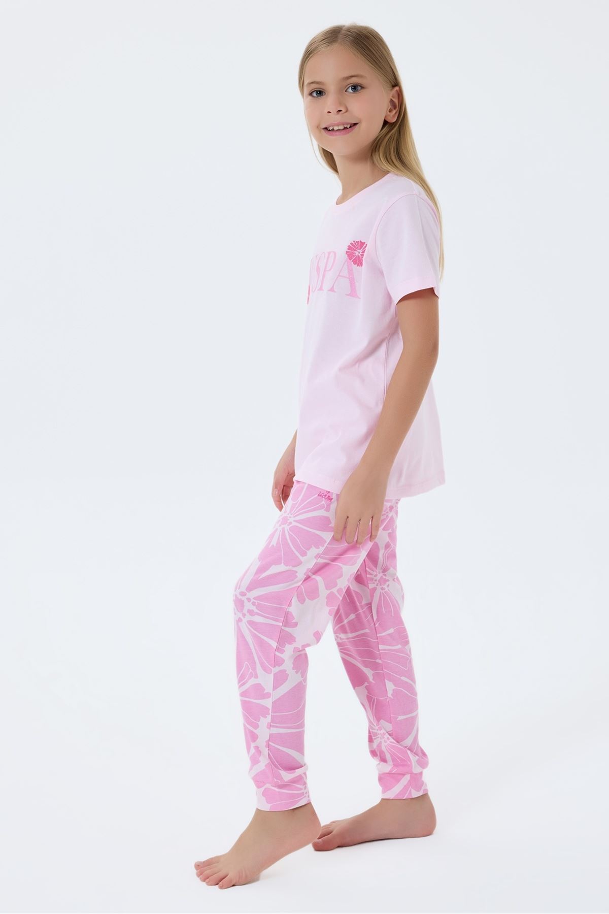 4-15 Yaş Lisanslı Us Polo Assn Kız Çocuk Takım-Pembe