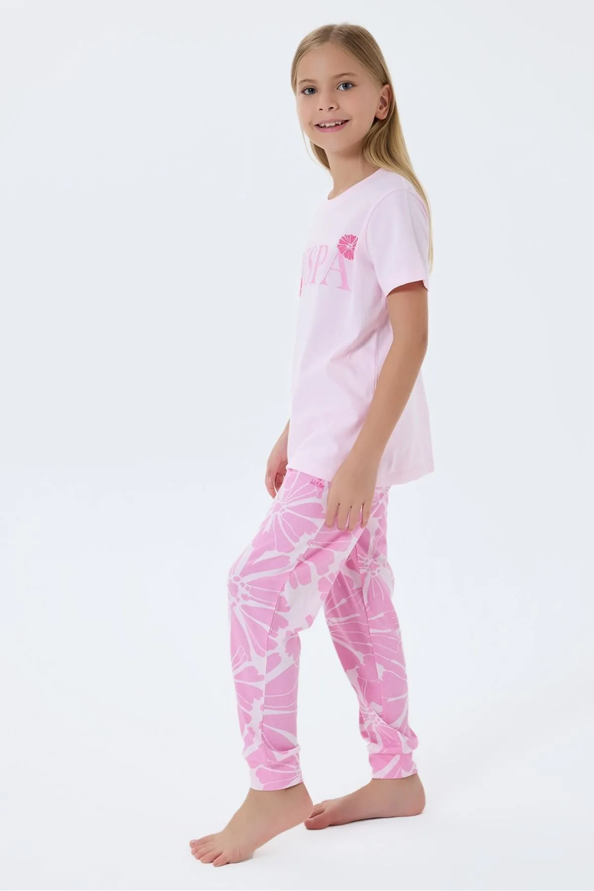 4-15 Yaş Lisanslı Us Polo Assn Kız Çocuk Takım-Pembe
