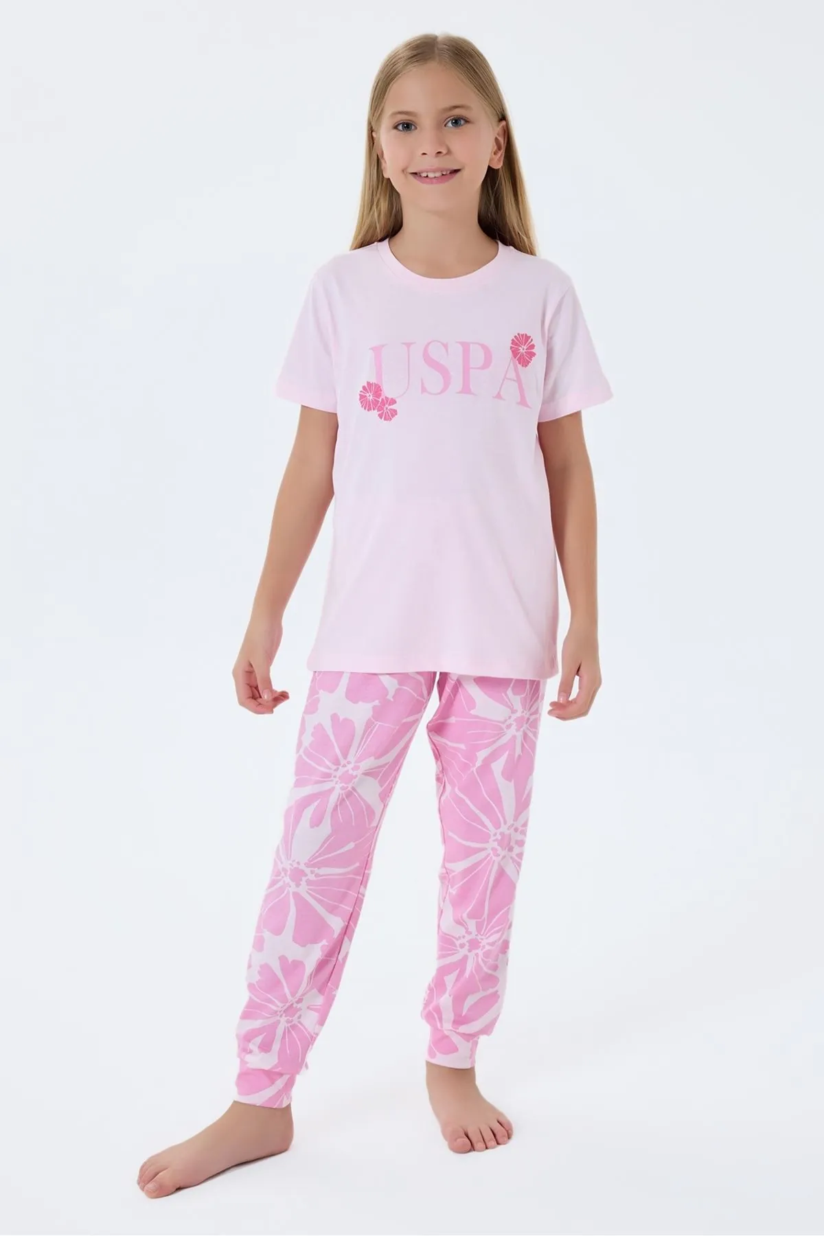4-15 Yaş Lisanslı Us Polo Assn Kız Çocuk Takım-Pembe