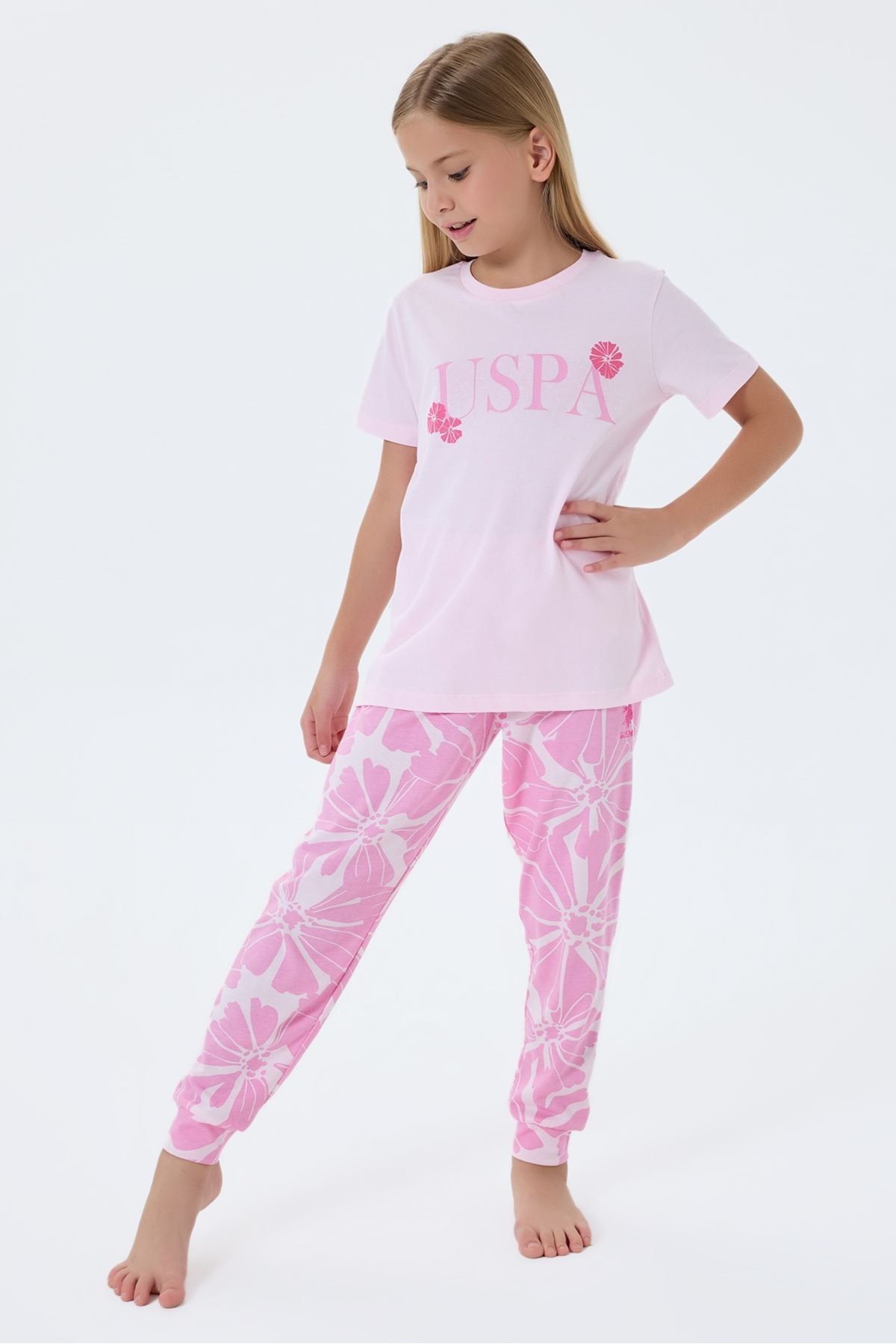 4-15 Yaş Lisanslı Us Polo Assn Kız Çocuk Takım-Pembe