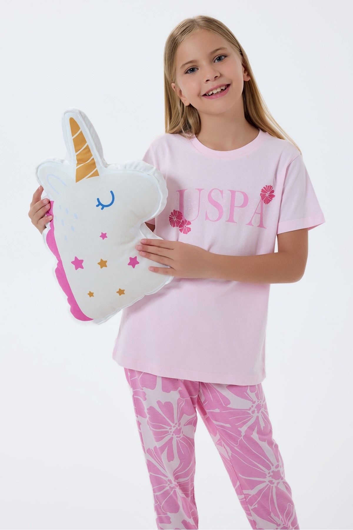 4-15 Yaş Lisanslı Us Polo Assn Kız Çocuk Takım-Pembe