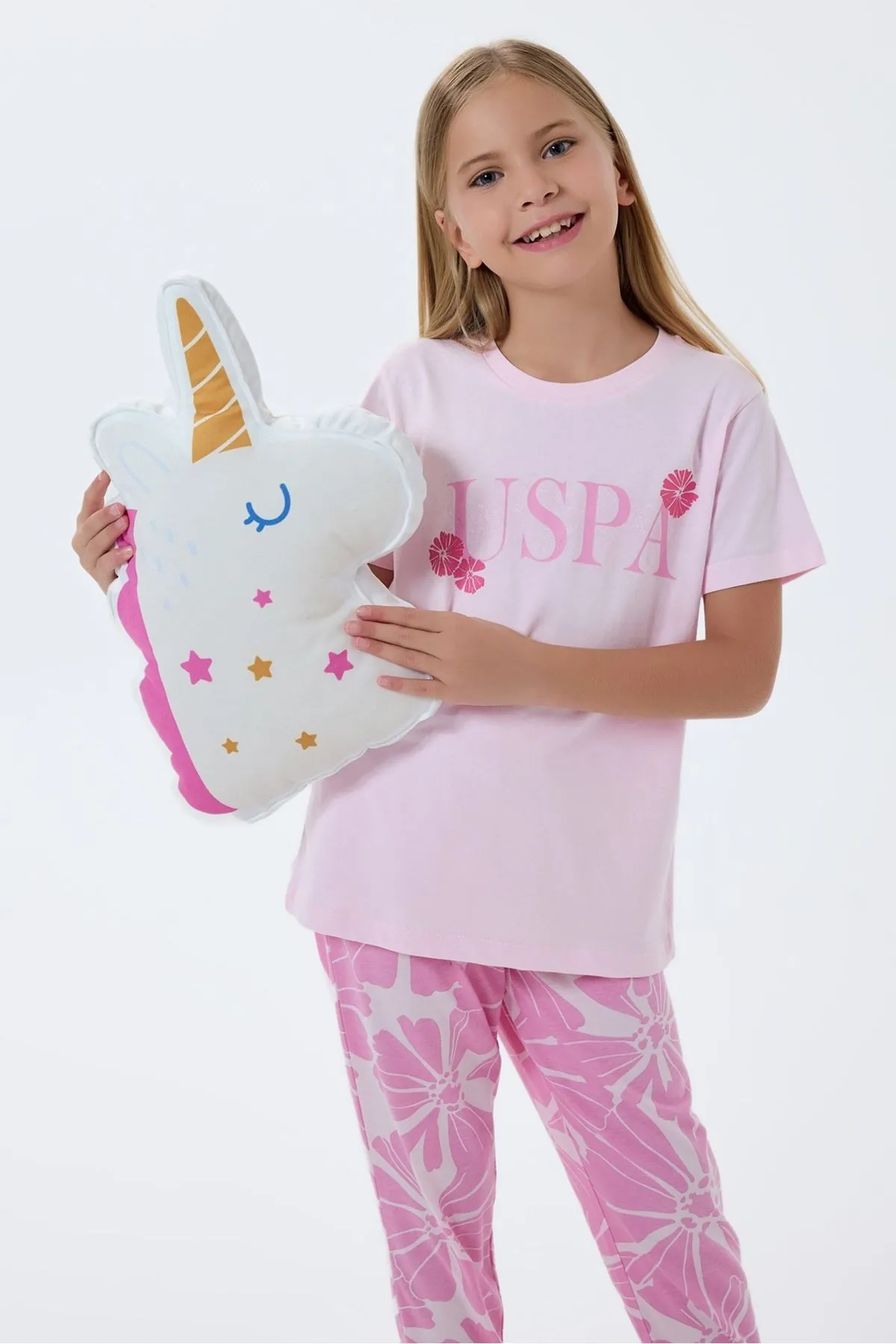4-15 Yaş Lisanslı Us Polo Assn Kız Çocuk Takım-Pembe