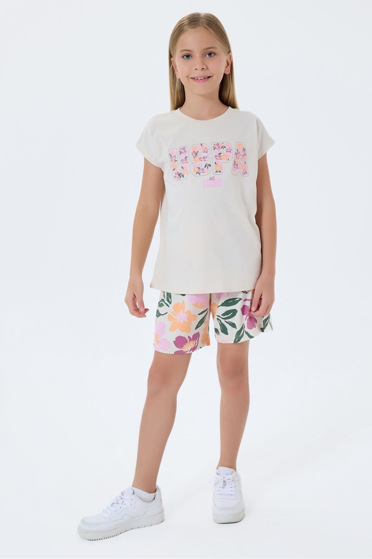 4-15 Yaş Lisanslı Us Polo Assn Kız Çocuk Takım-Latte