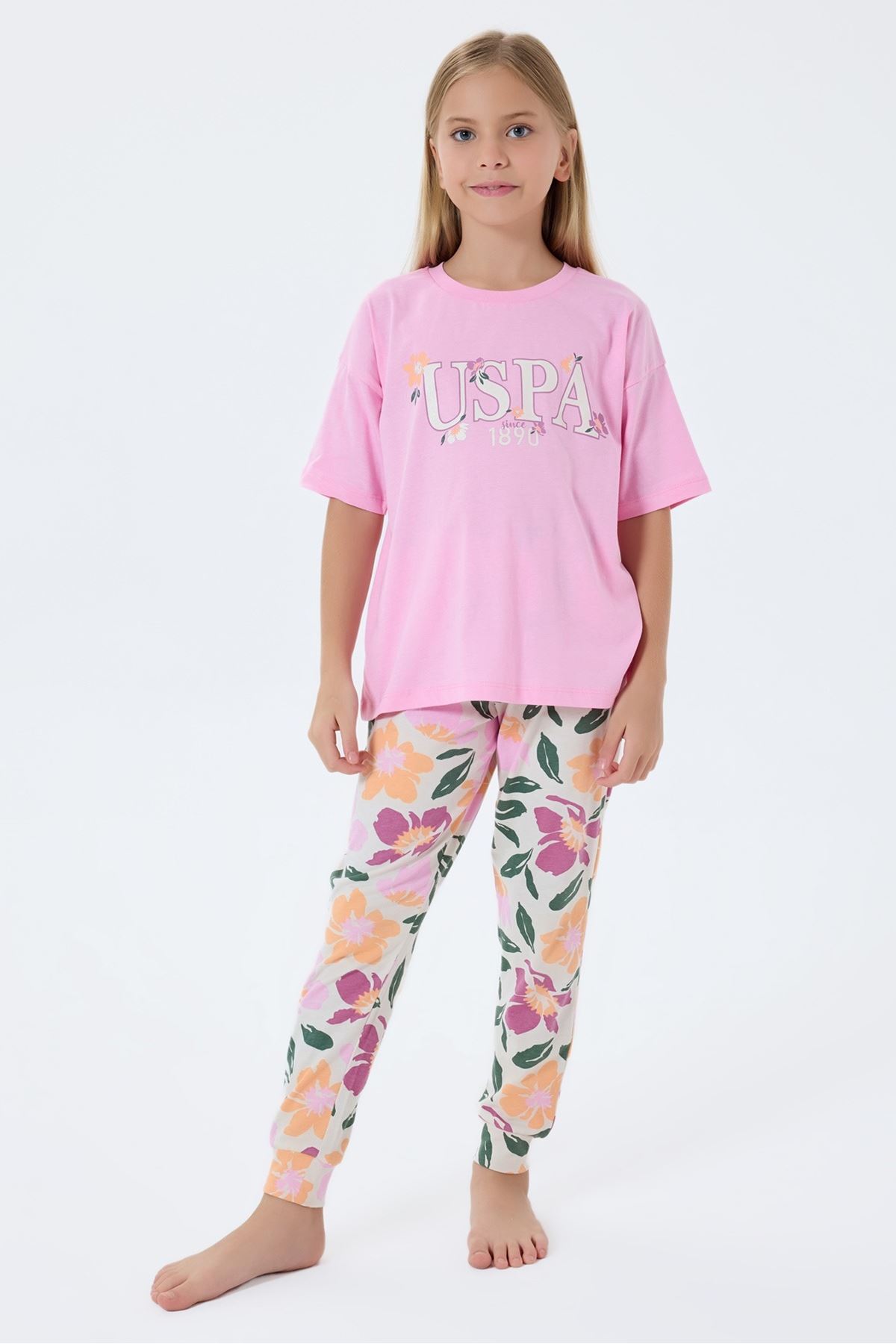 4-15 Yaş Lisanslı Us Polo Assn Kız Çocuk Takım-Pembe