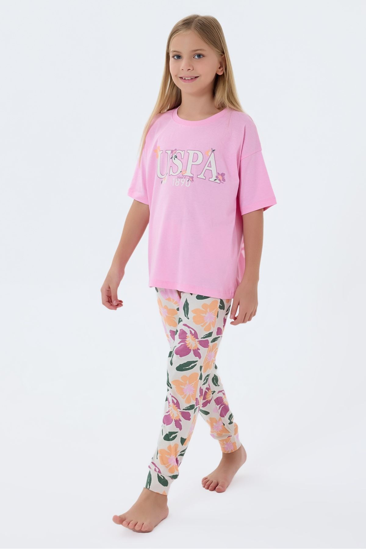 4-15 Yaş Lisanslı Us Polo Assn Kız Çocuk Takım-Pembe