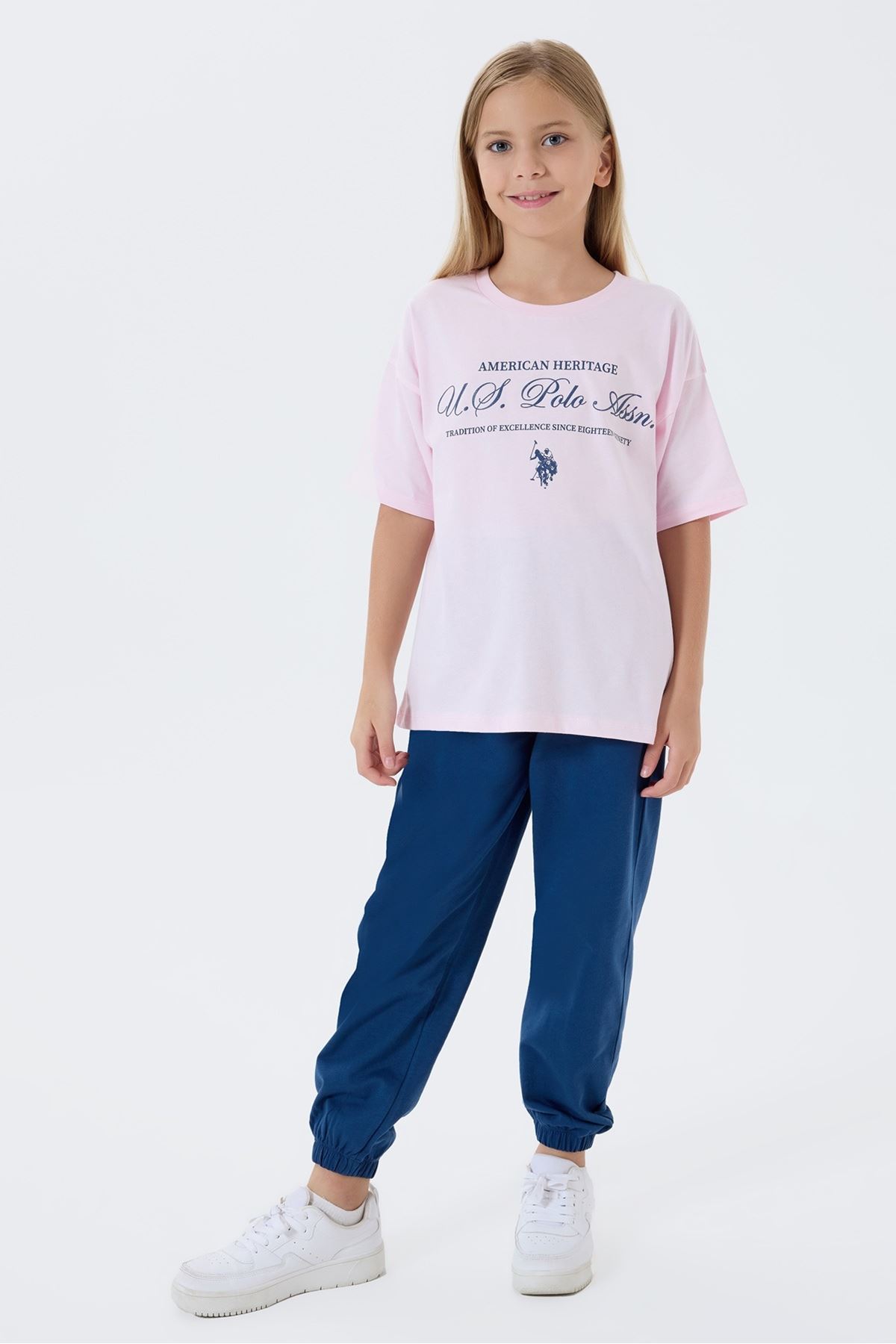 4-15 Yaş Lisanslı Us Polo Assn Kız Çocuk Takım-Pembe