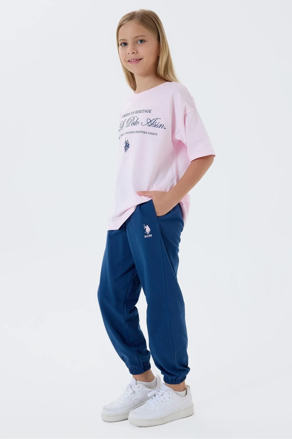 4-15 Yaş Lisanslı Us Polo Assn Kız Çocuk Takım-Pembe