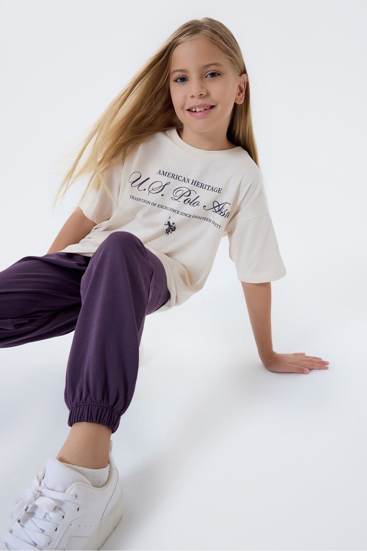 4-15 Yaş Lisanslı Us Polo Assn Kız Çocuk Takım-Latte