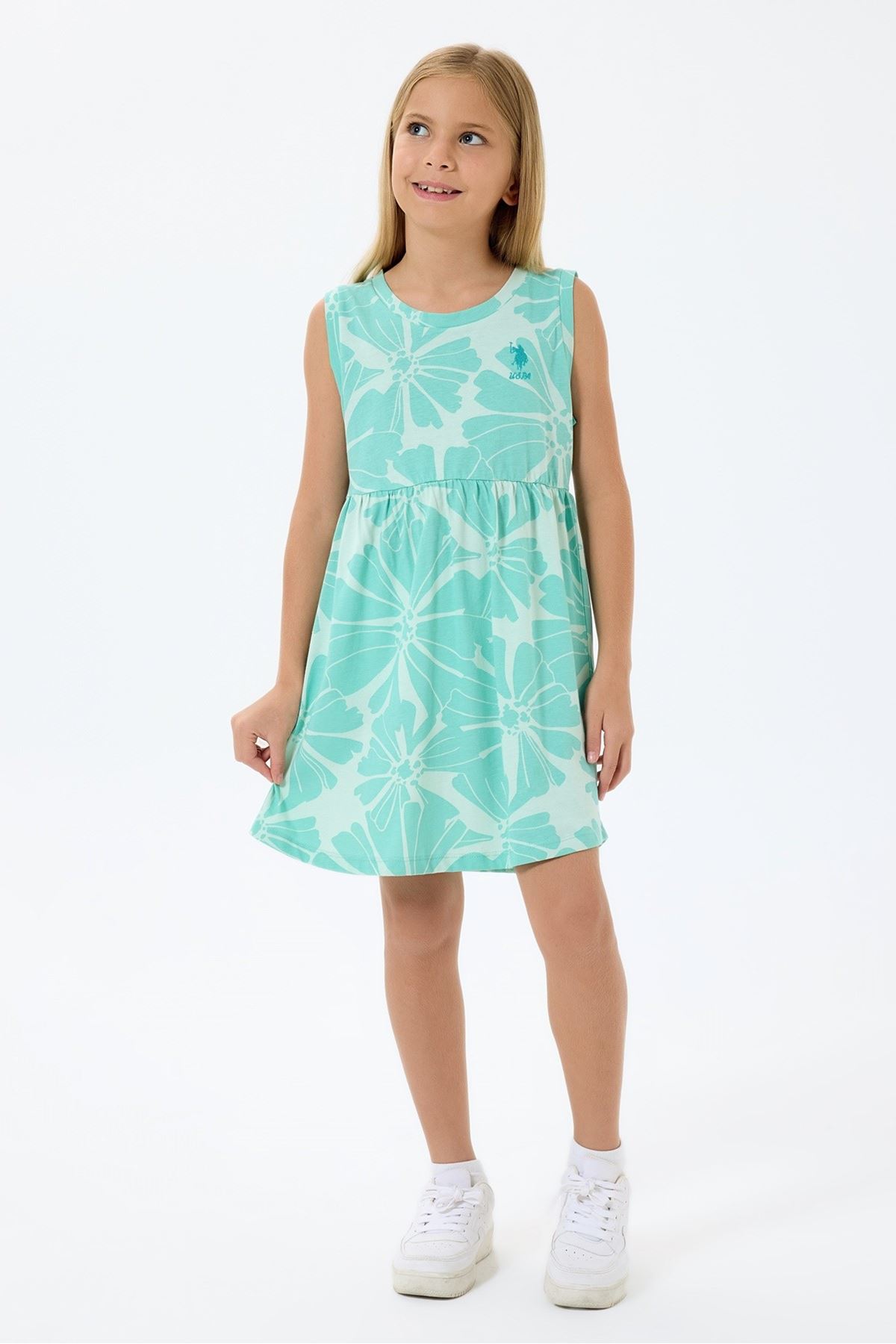 4-9 Yaş Lisanslı Us Polo Assn Kız Çocuk Elbise-Nil