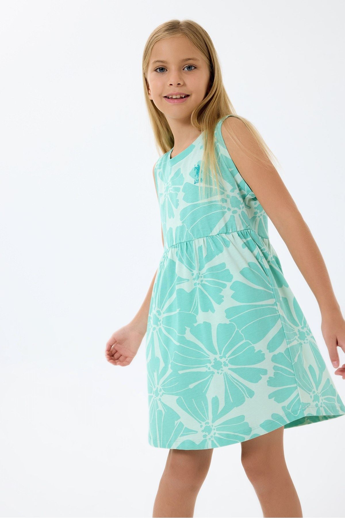 4-9 Yaş Lisanslı Us Polo Assn Kız Çocuk Elbise-Nil