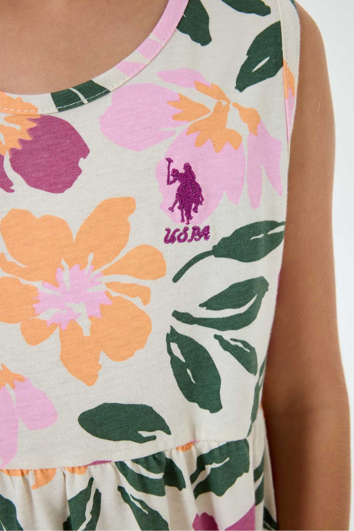 4-9 Yaş Lisanslı Us Polo Assn Kız Çocuk Elbise-Lila