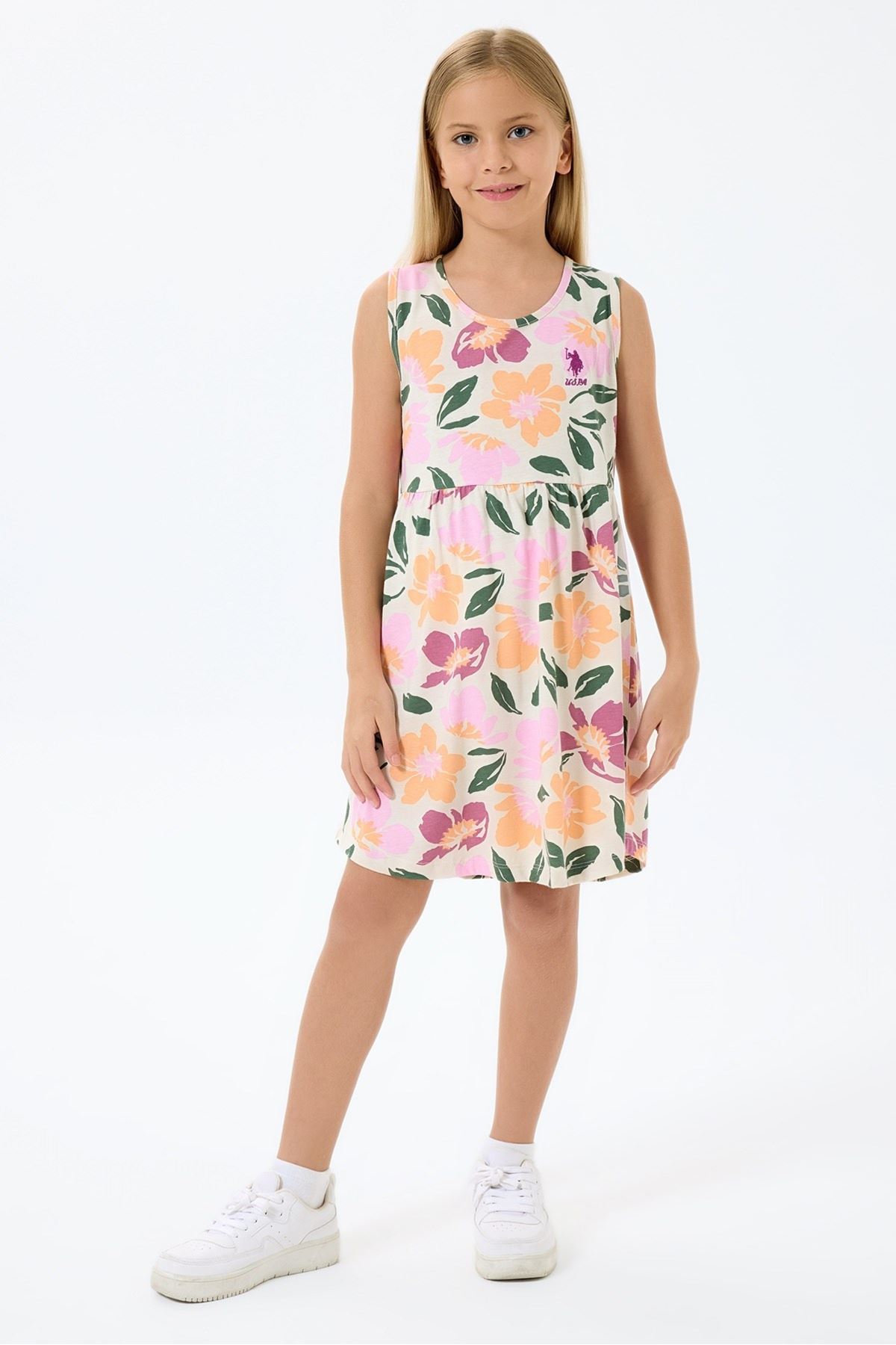 4-9 Yaş Lisanslı Us Polo Assn Kız Çocuk Elbise-Lila