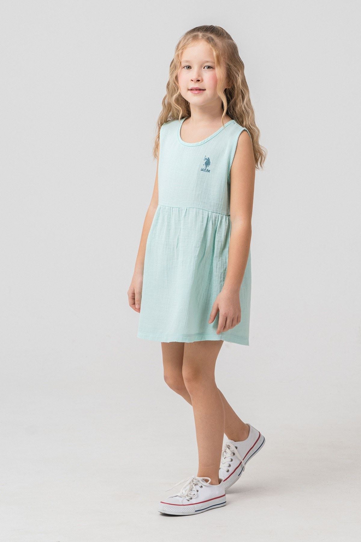 4-9 Yaş Lisanslı Us Polo Assn Kız Çocuk Elbise-Nil